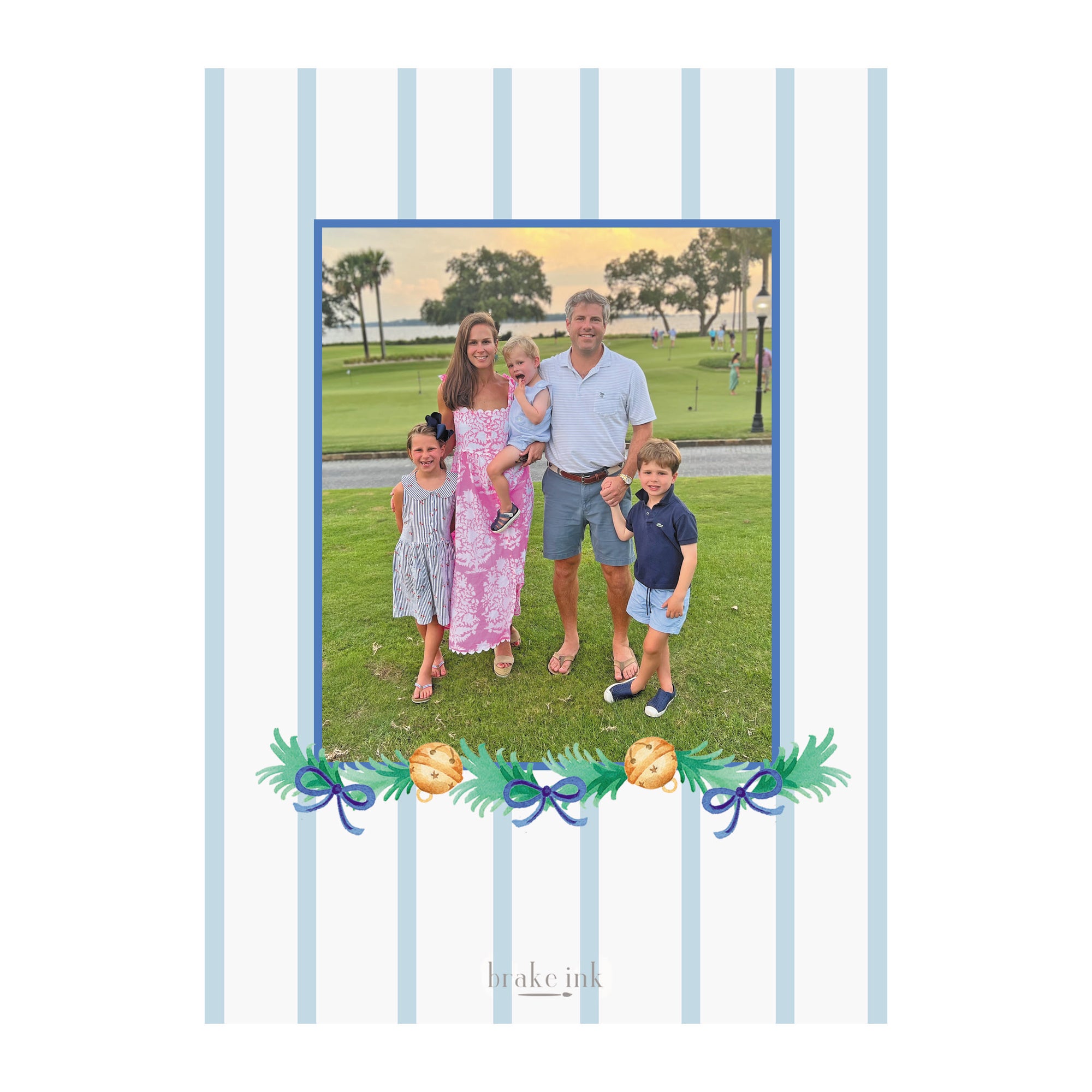 Jingle Bells Blue Holiday Photo Cards
