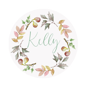 Fig Garland Personalized Circular Holiday Placecards
