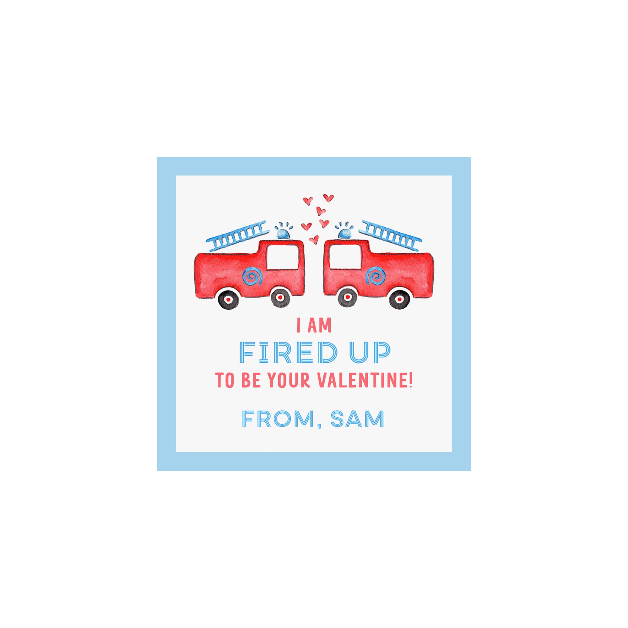 Fire Truck Valentine Gift Tags & Stickers