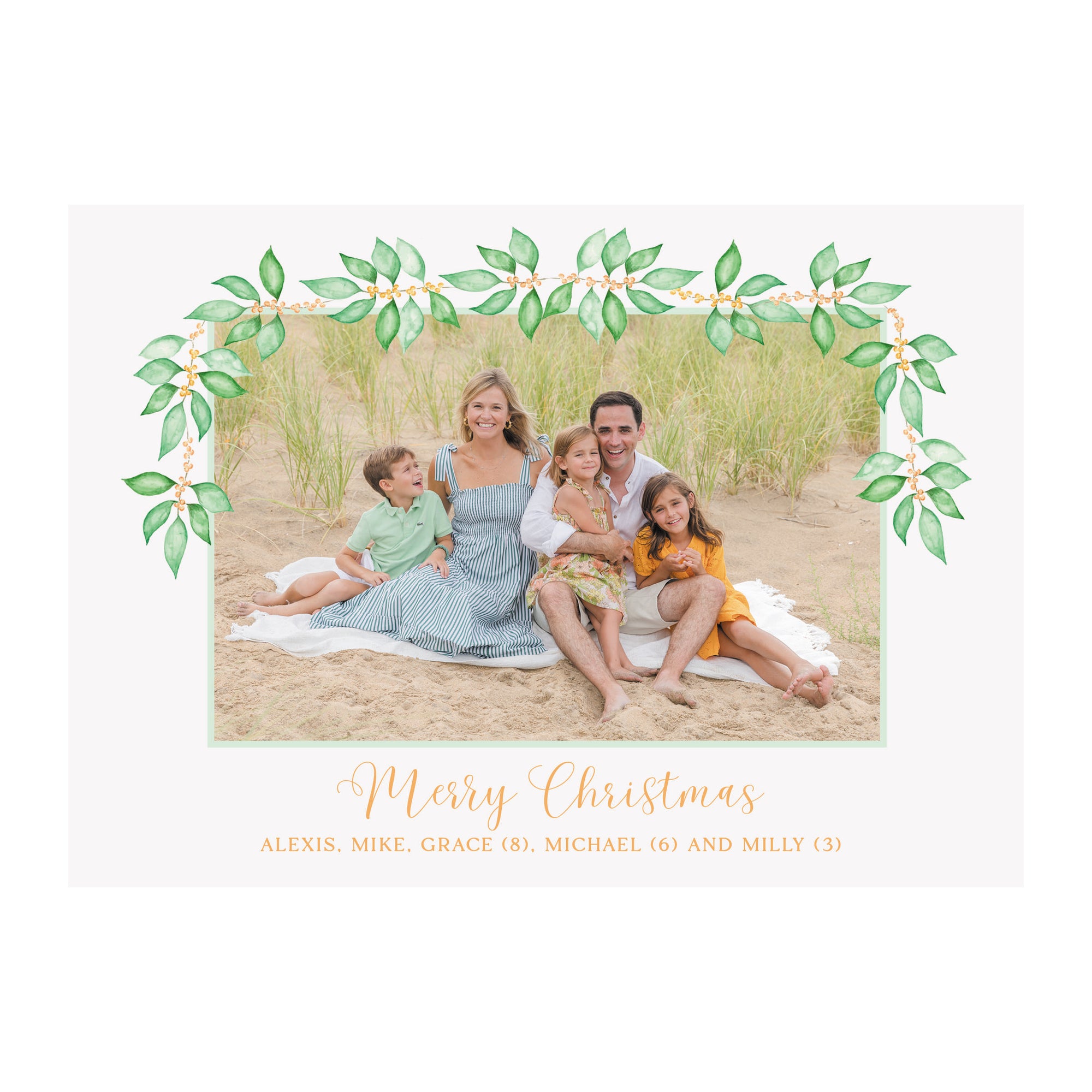 Coral Garland Holiday Photo Cards