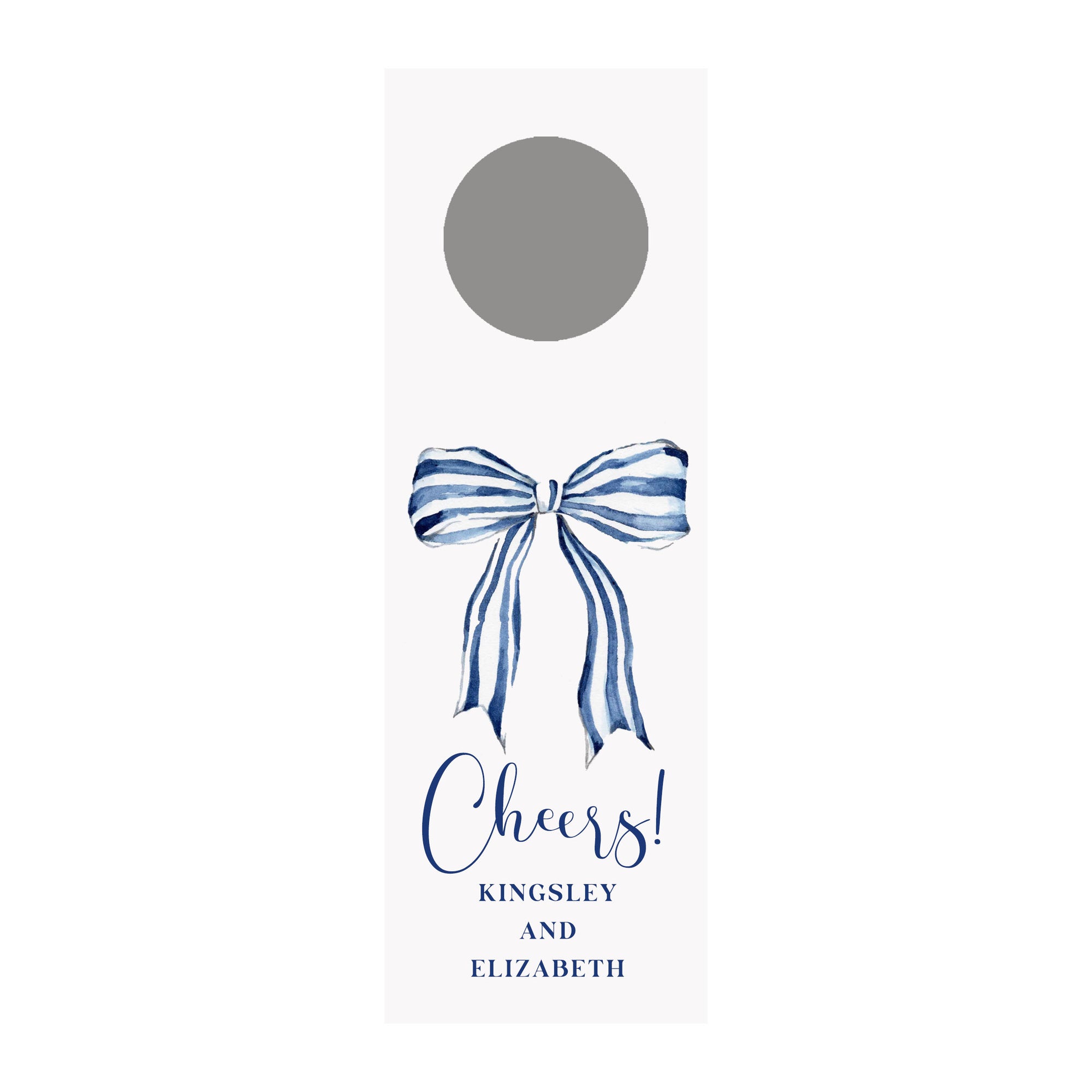 Striped Blue Bow Personalized Wine Tag