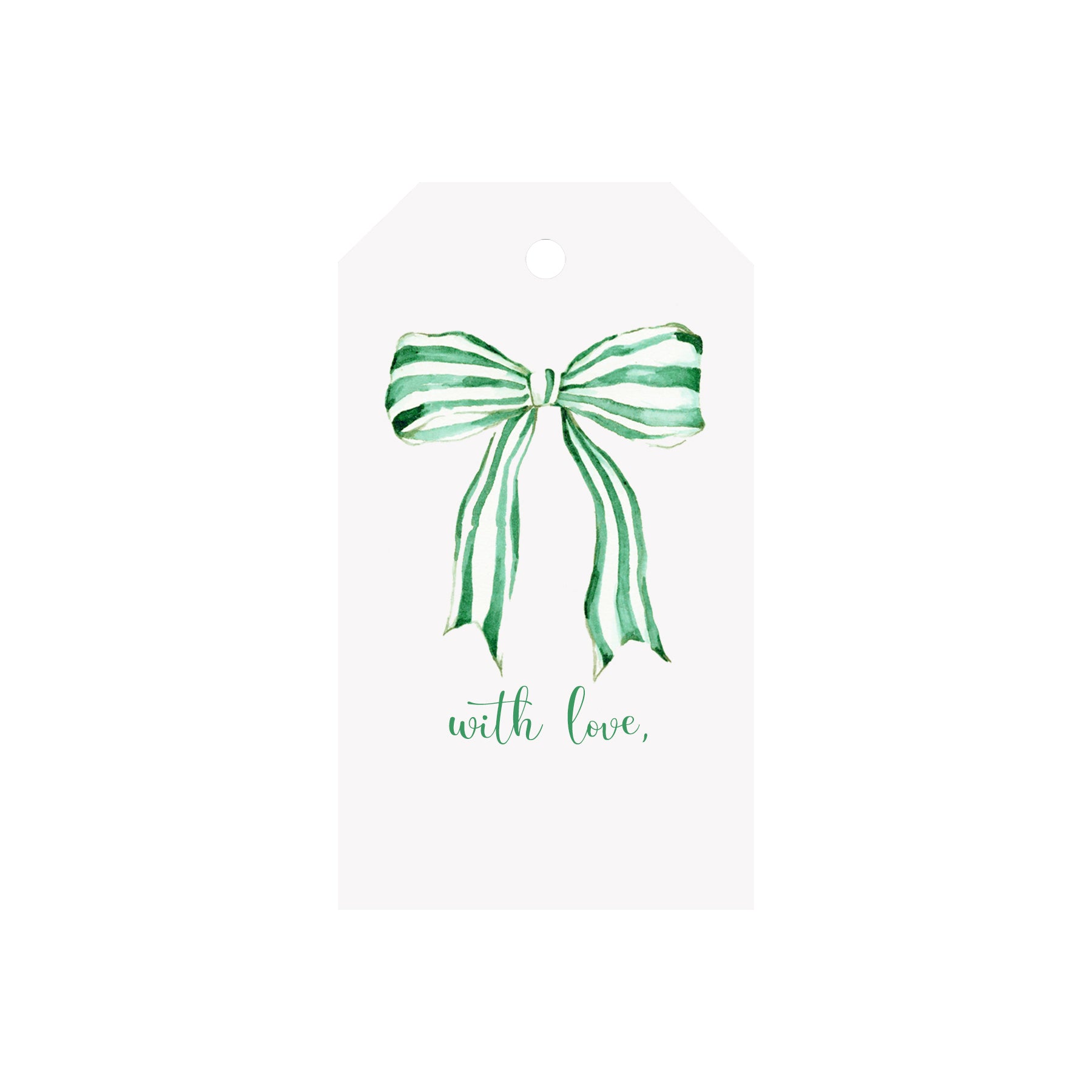 Striped Green Bow Luggage Gift Tags