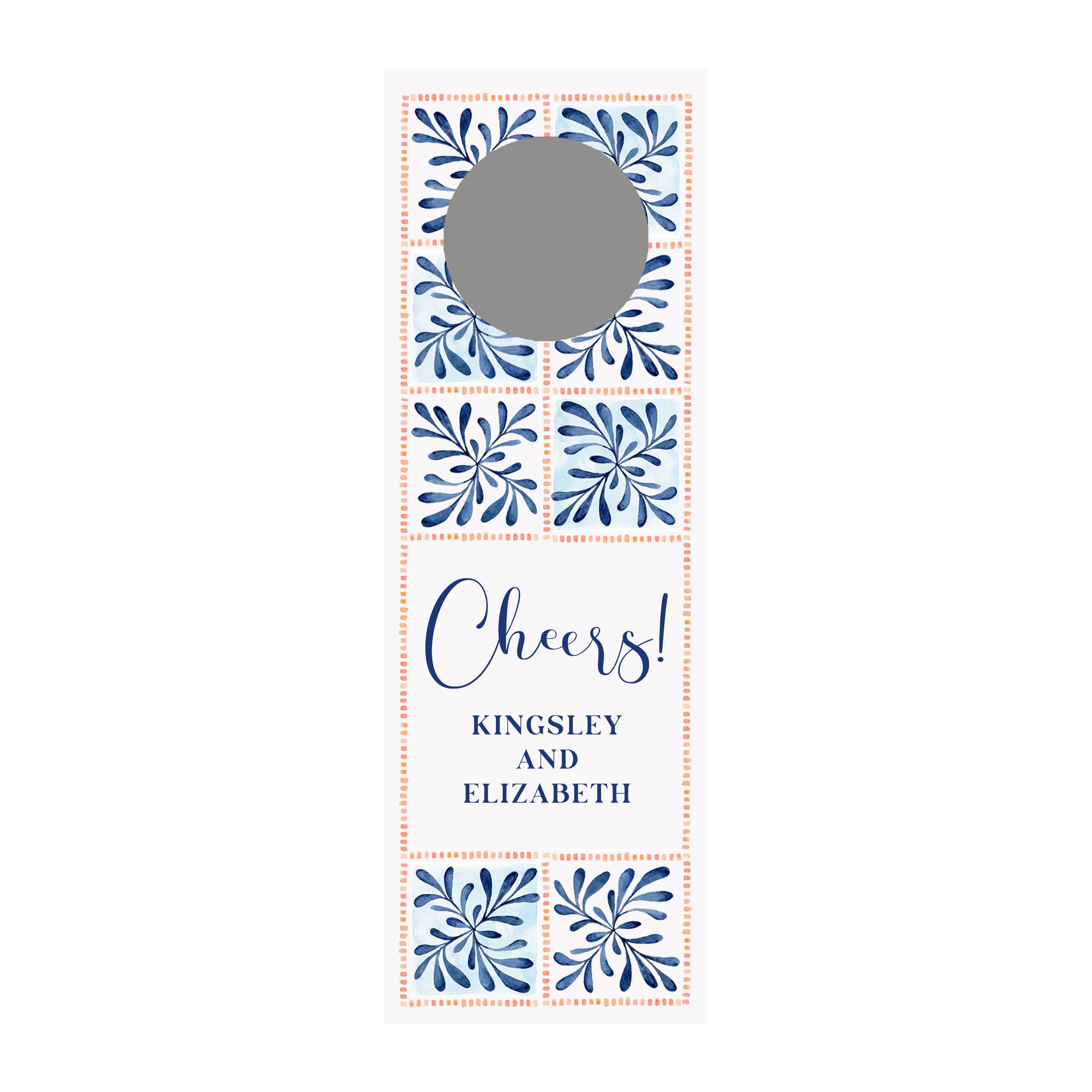 Summer Block Print Personalized Wine Tag