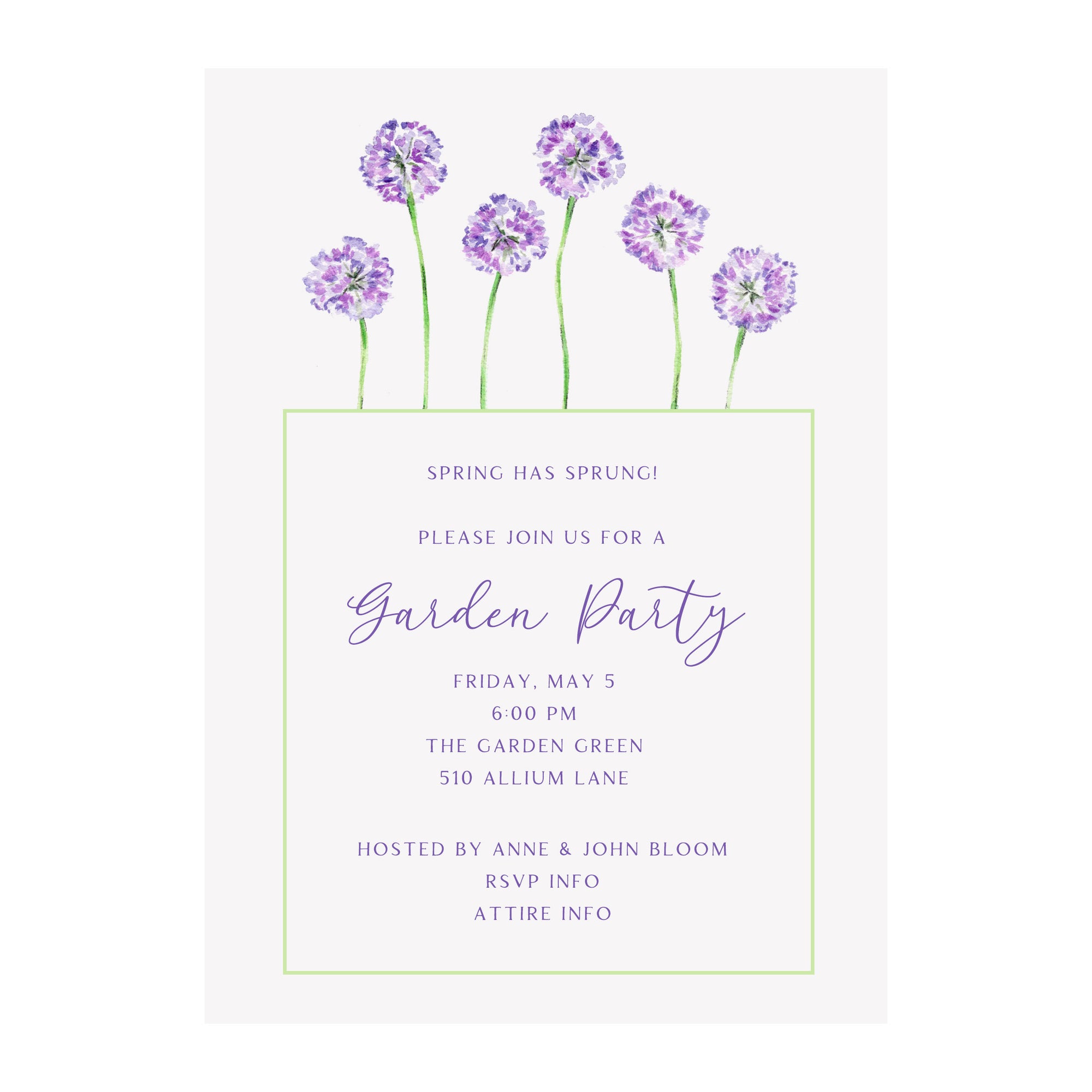 Allium Party Invitation