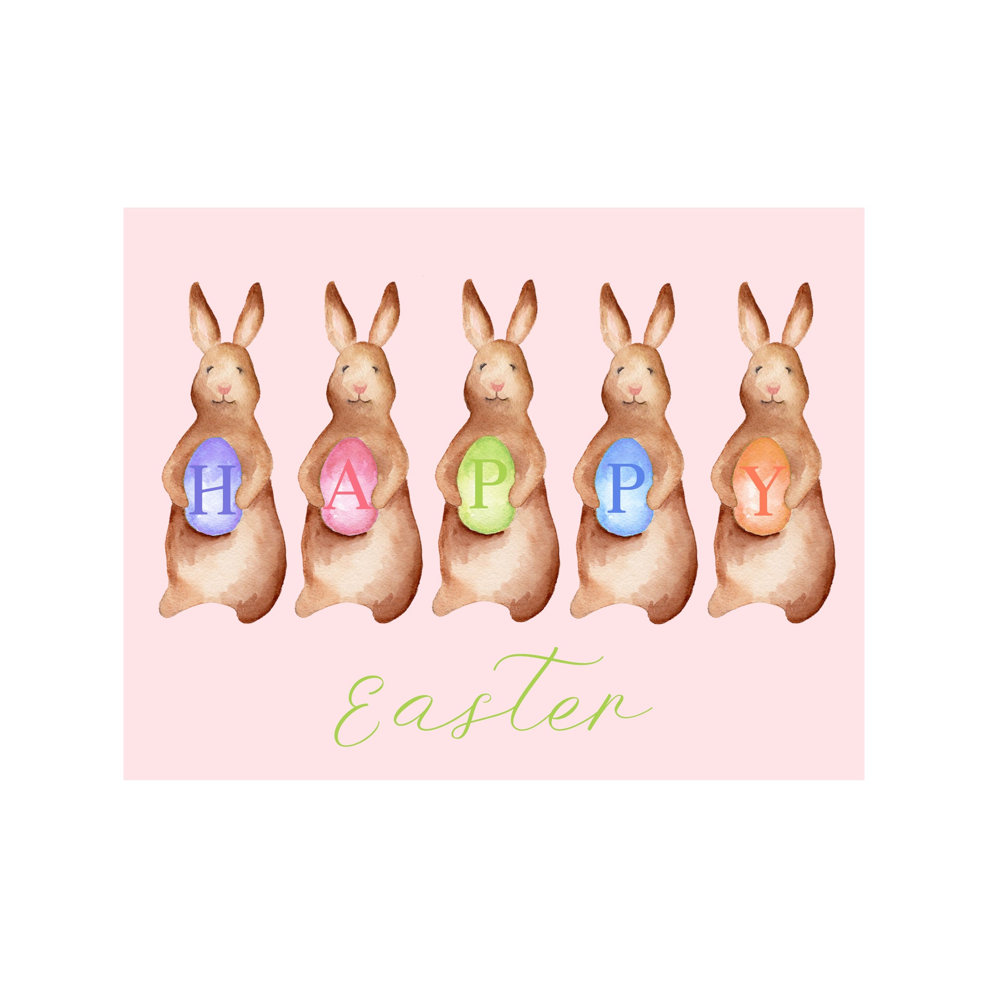 Bunnies Easter Eggs Card