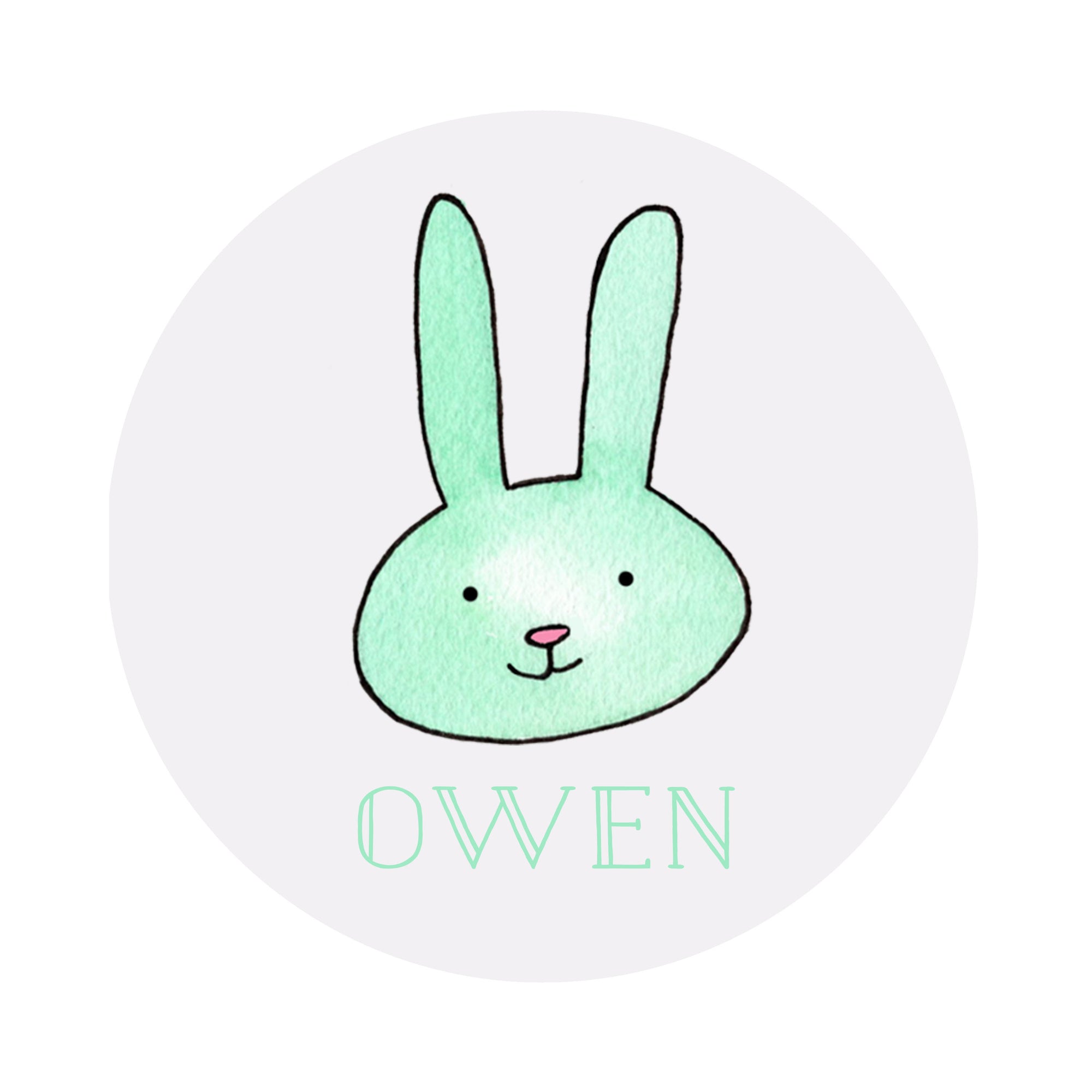 Pastel Bunny Personalized Circular Easter Placecards- GREEN