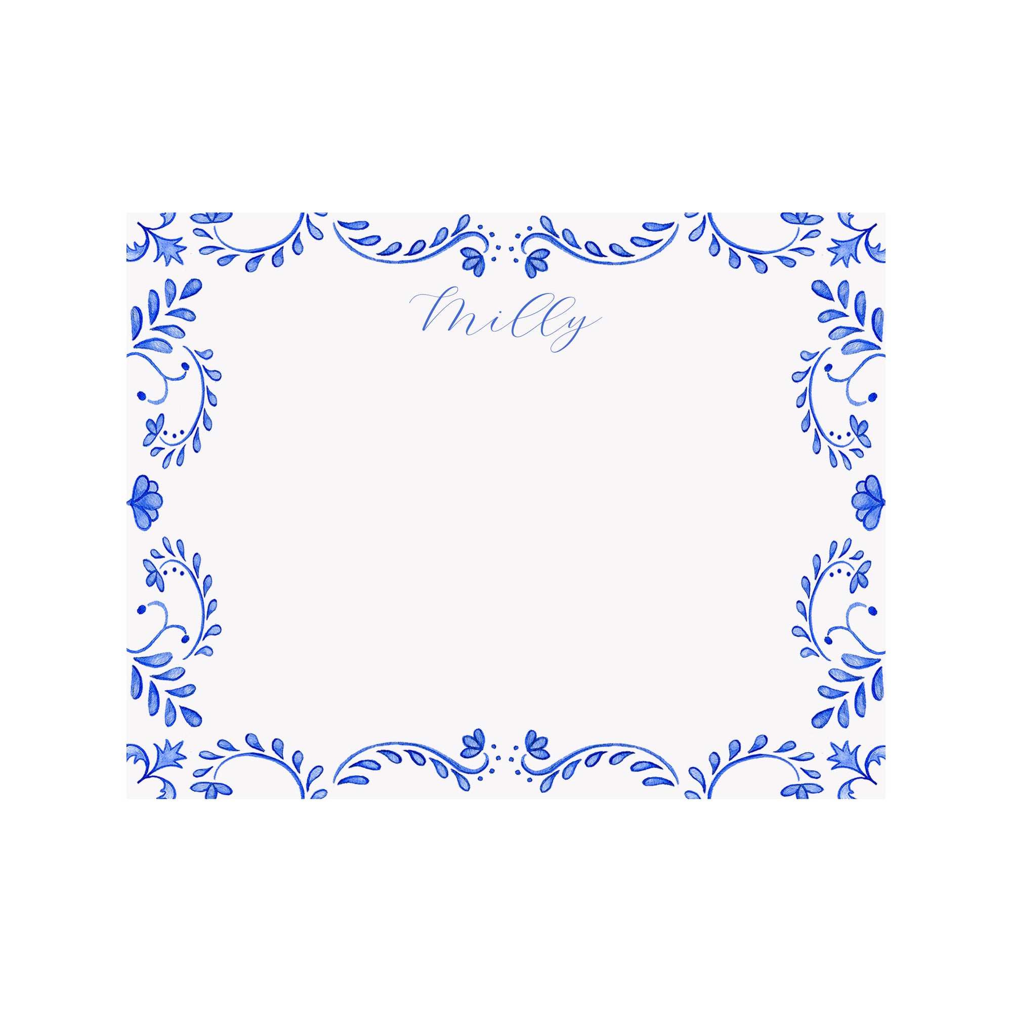 Chinoiserie Personalized Stationery- Blue