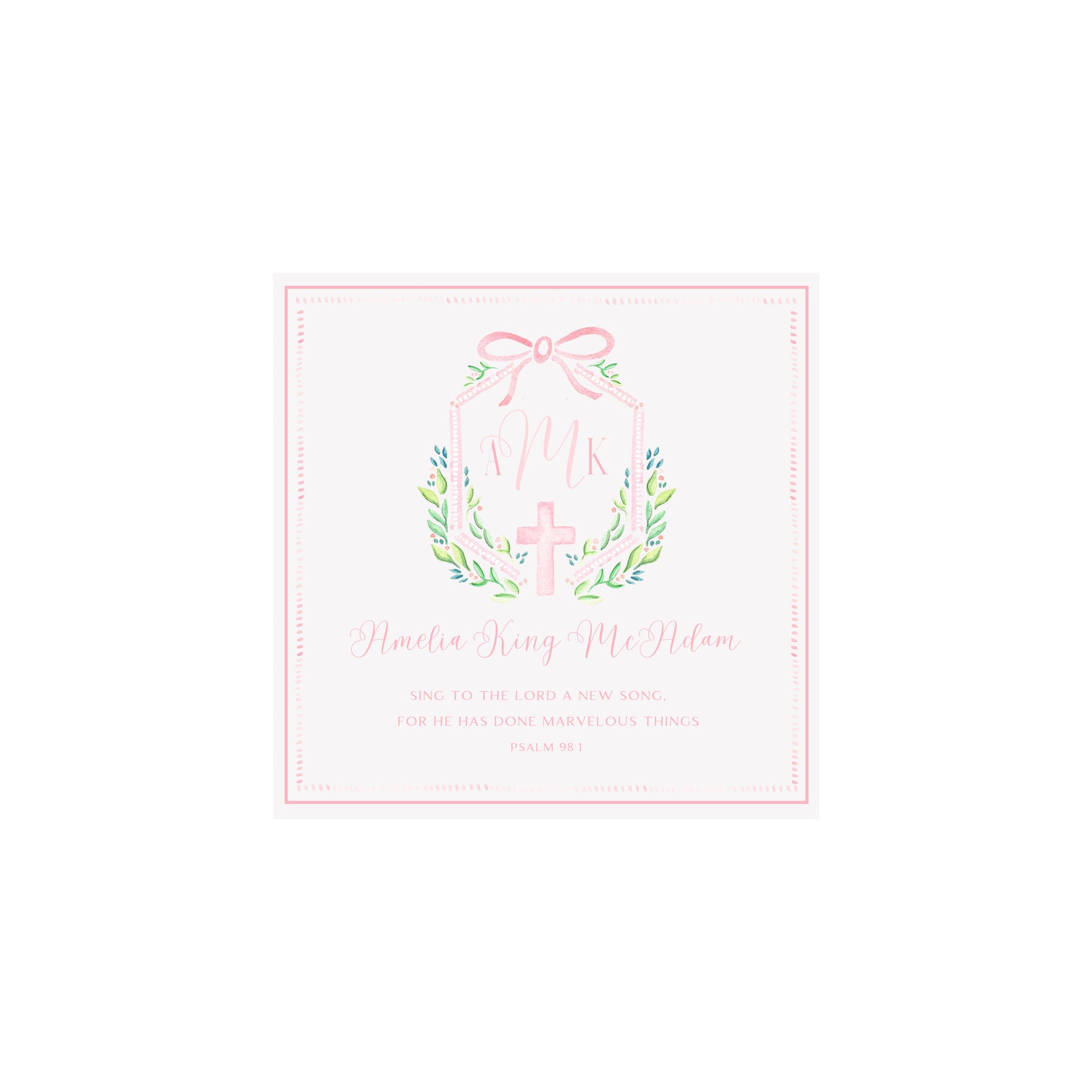 Monogram Cross Gift Tags & Stickers- Pink