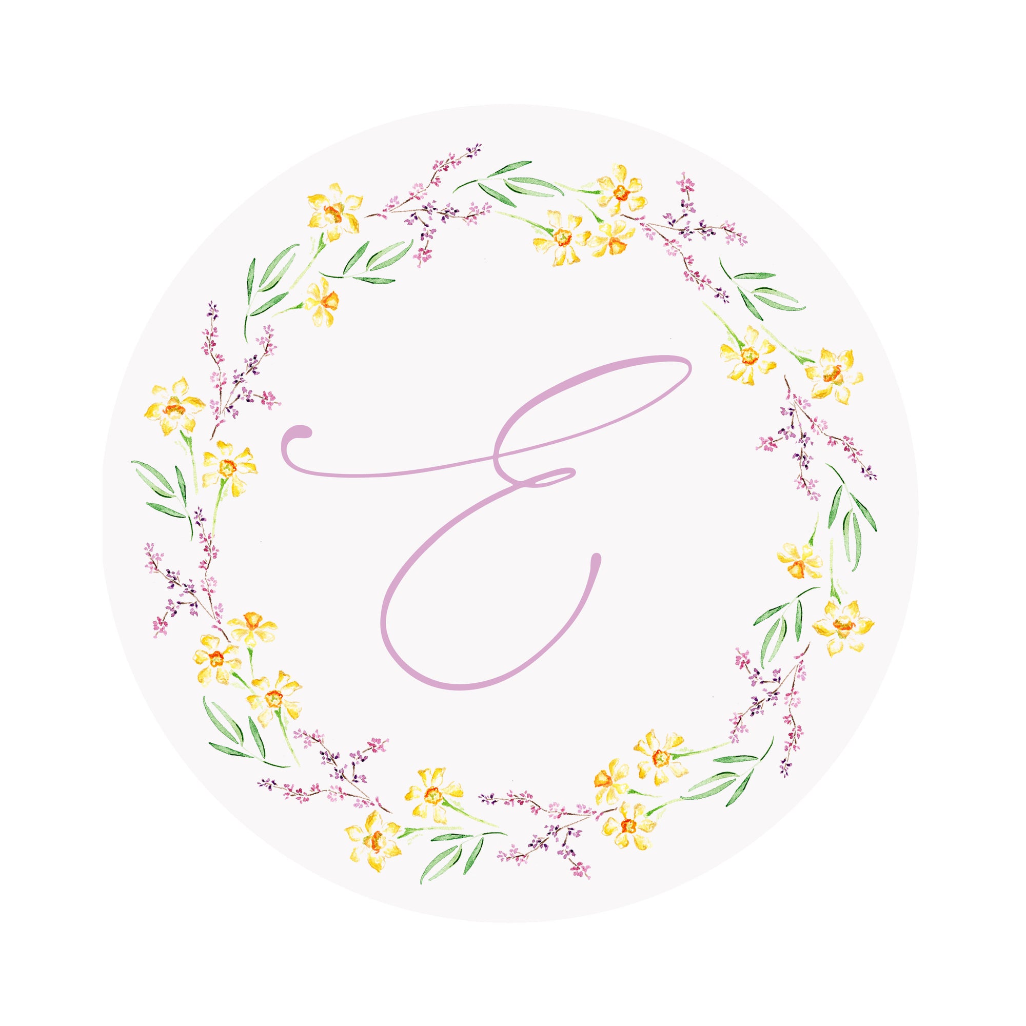 Daffodil Garland Personalized Circular Easter Placecards
