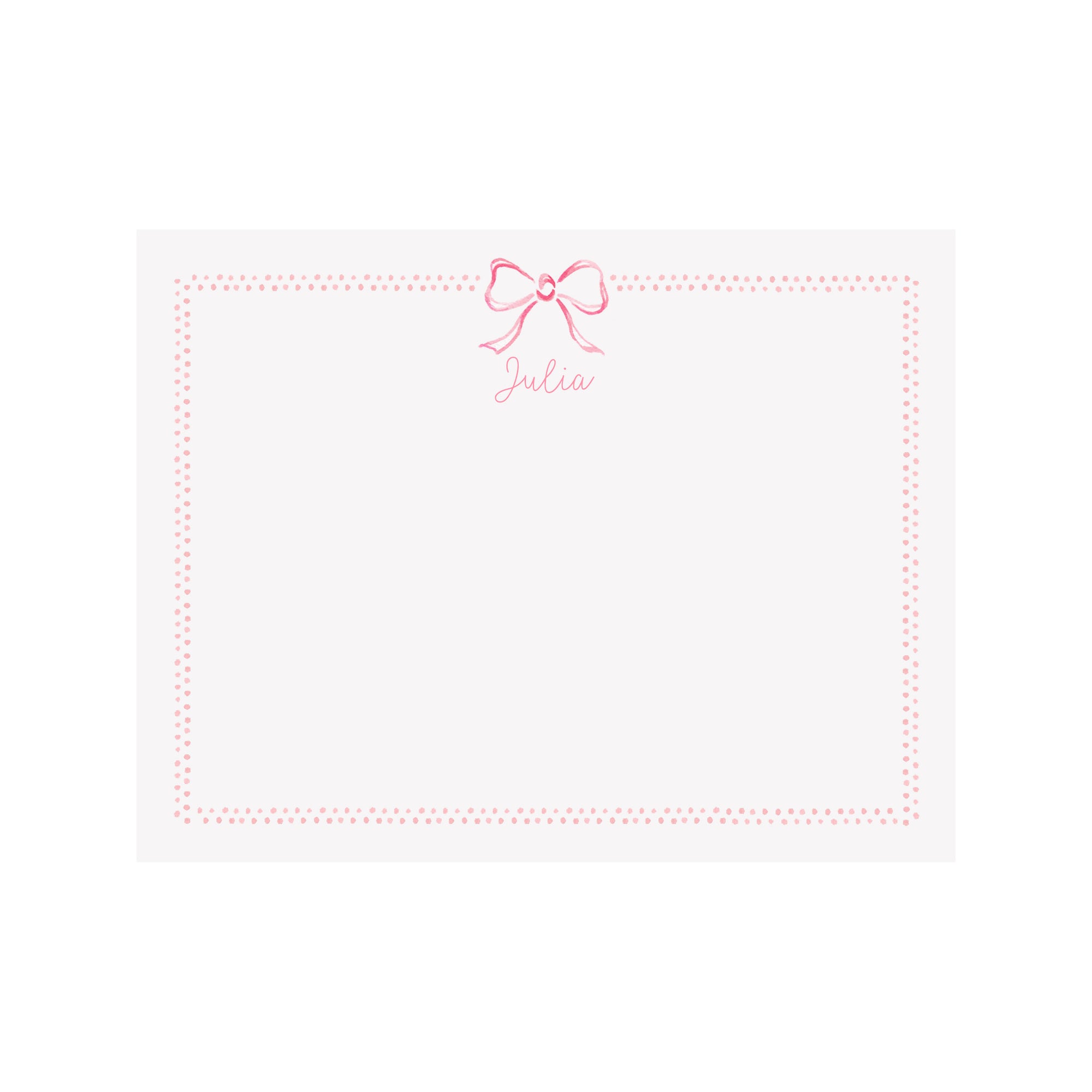 Bow Ribbon & Dots Stationery- Pink