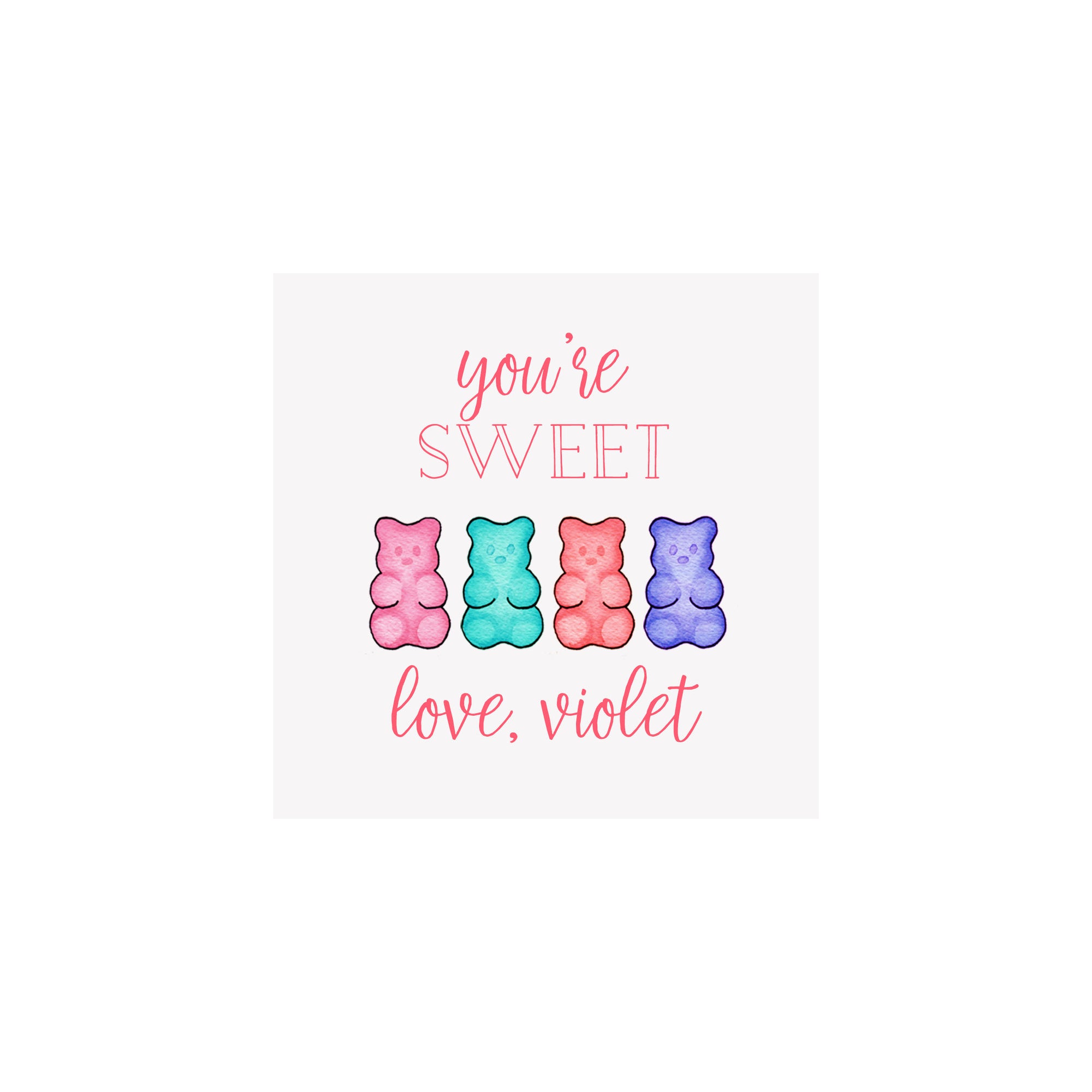Gummy Bears Gift Tags & Stickers- Pink & Purple