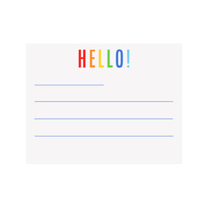 Pre-lined Notecards- HELLO! Pink/Purple