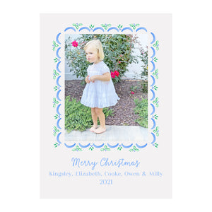Holly Scallop Holiday Photo Cards- Red/Green