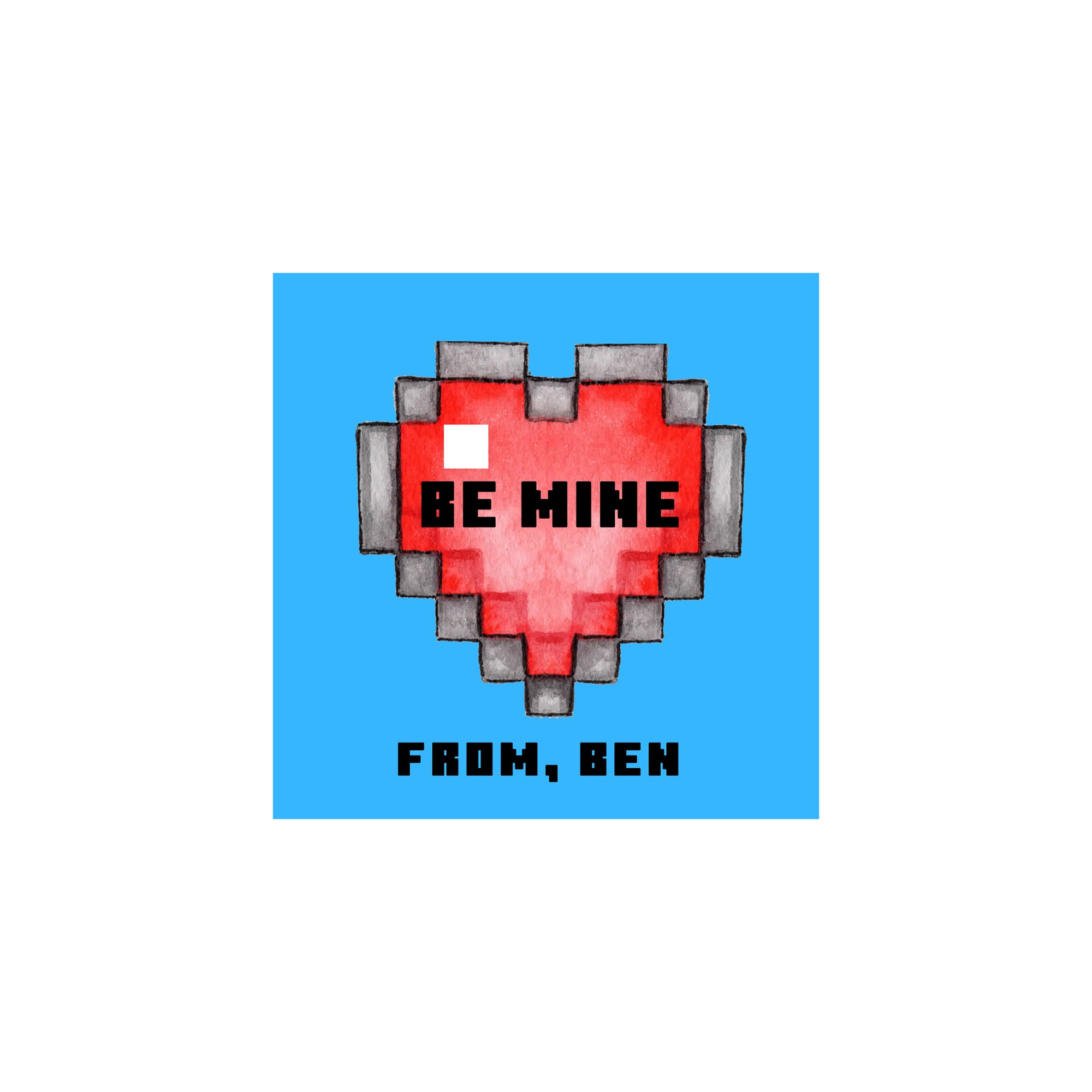 Mine Craft Pixel Heart Valentine Gift Tags & Stickers