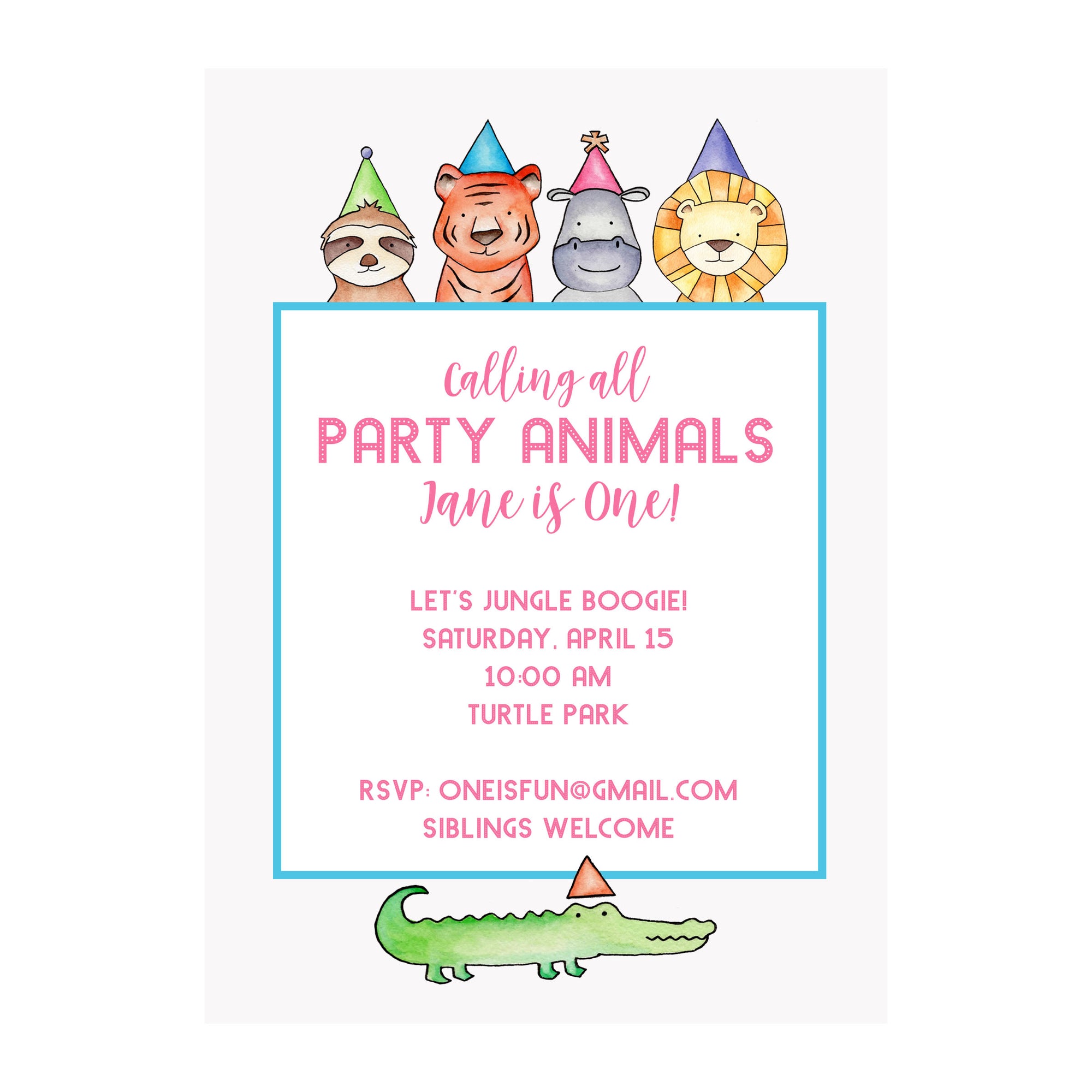 Party Animals Jungle Party Invitation