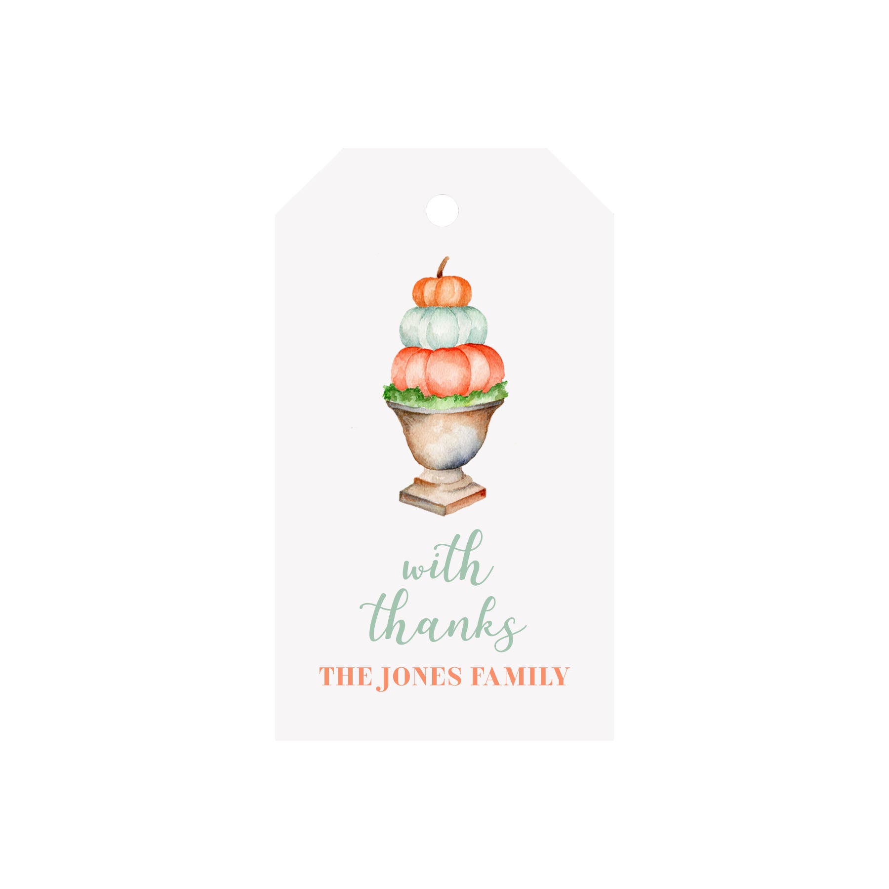 Pumpkin Topiary Personalized Angled/Drilled Gift Tags