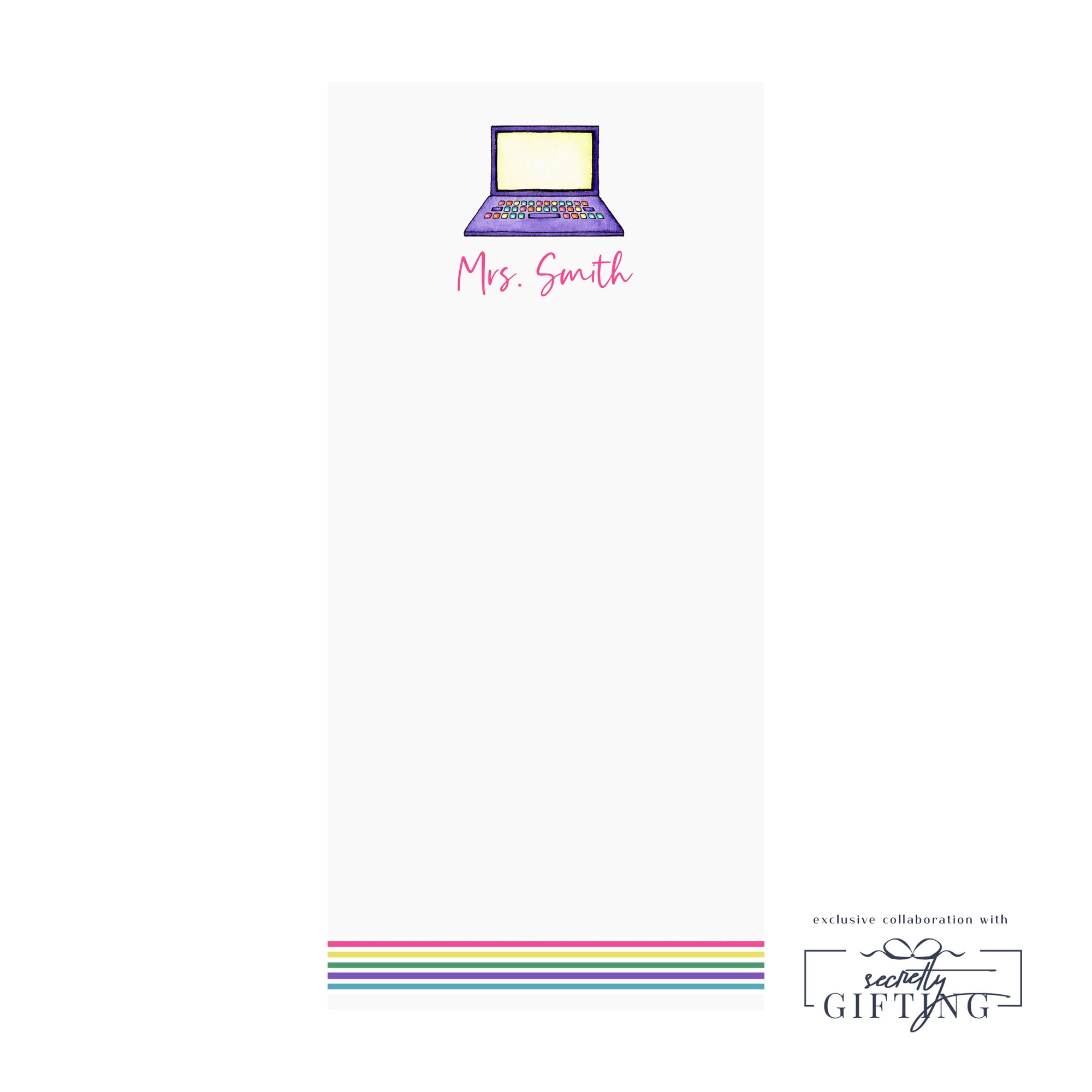 Rainbow Purple Laptop Notepad- Personalized