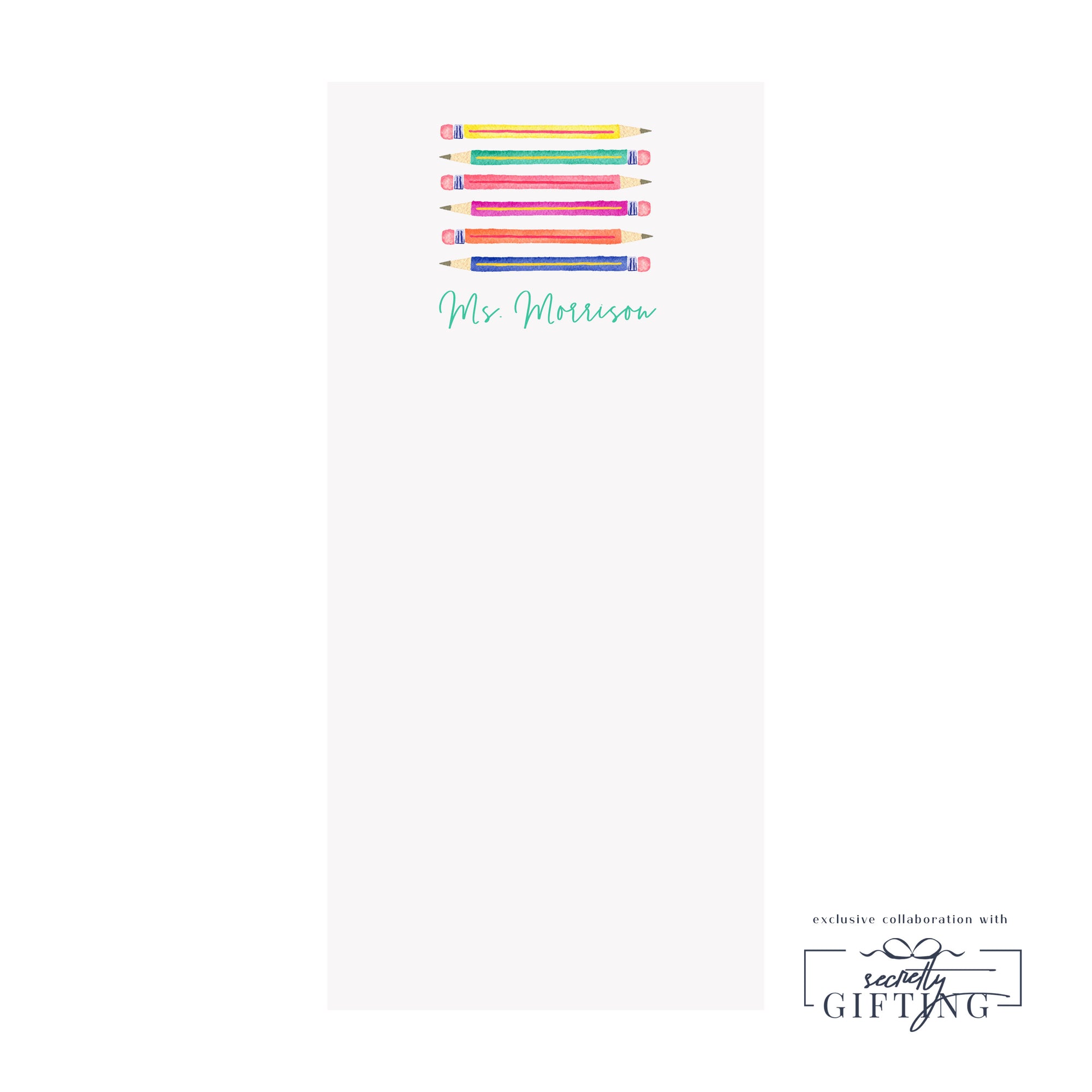 Rainbow Pencils Notepad- Personalized