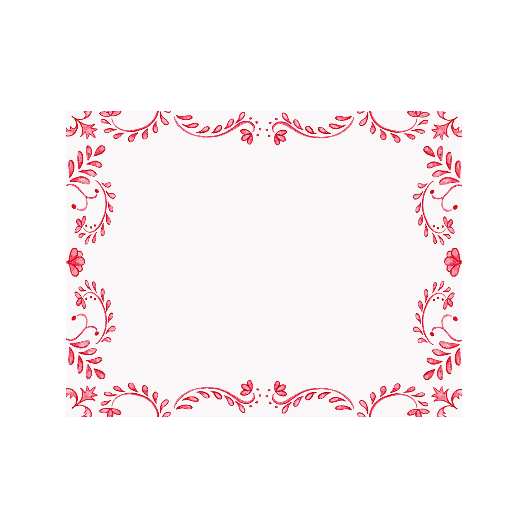 Chinoiserie Border Note Card- Red