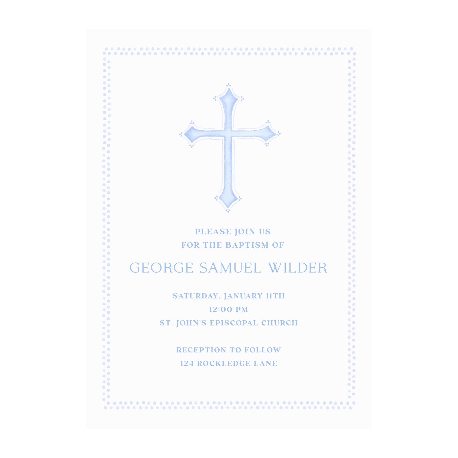 Baby Blue Cross Holiday & Special Occasion Invitation
