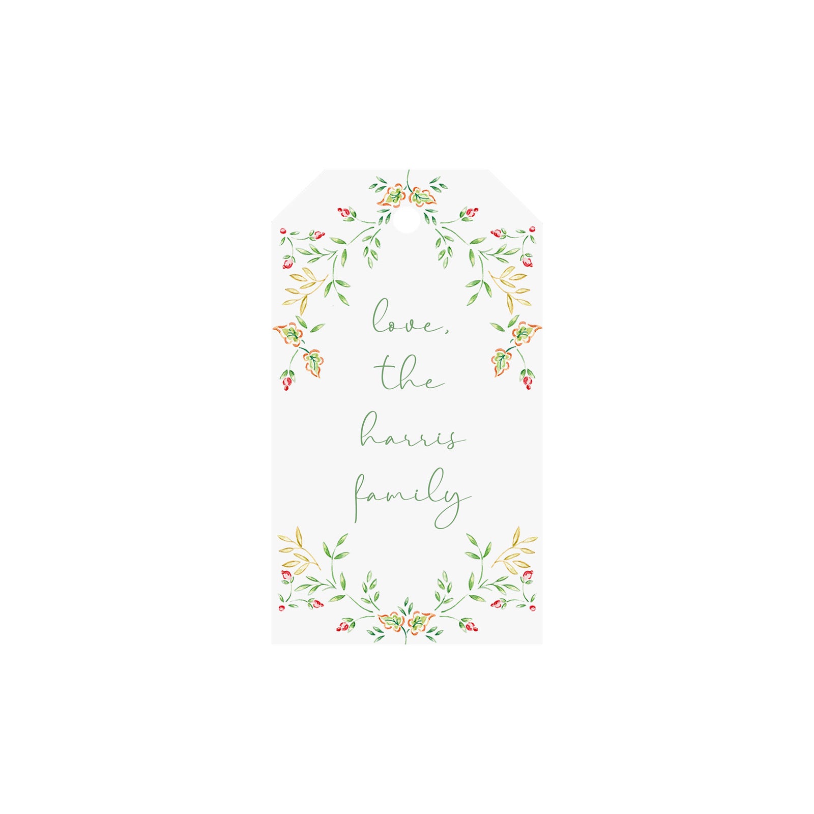 Berry Foliage Personalized Angled/Drilled Gift Tags