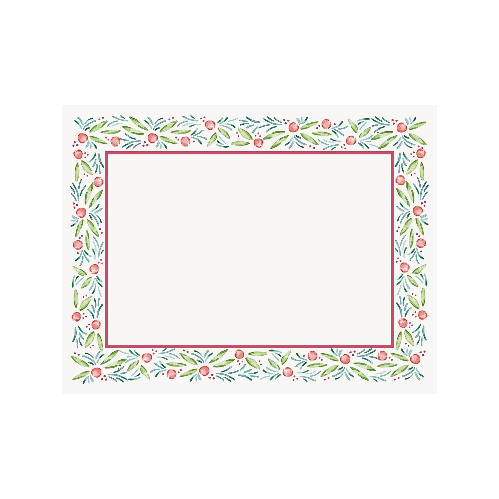 Berry and Pine Garland Border Holiday Note Card