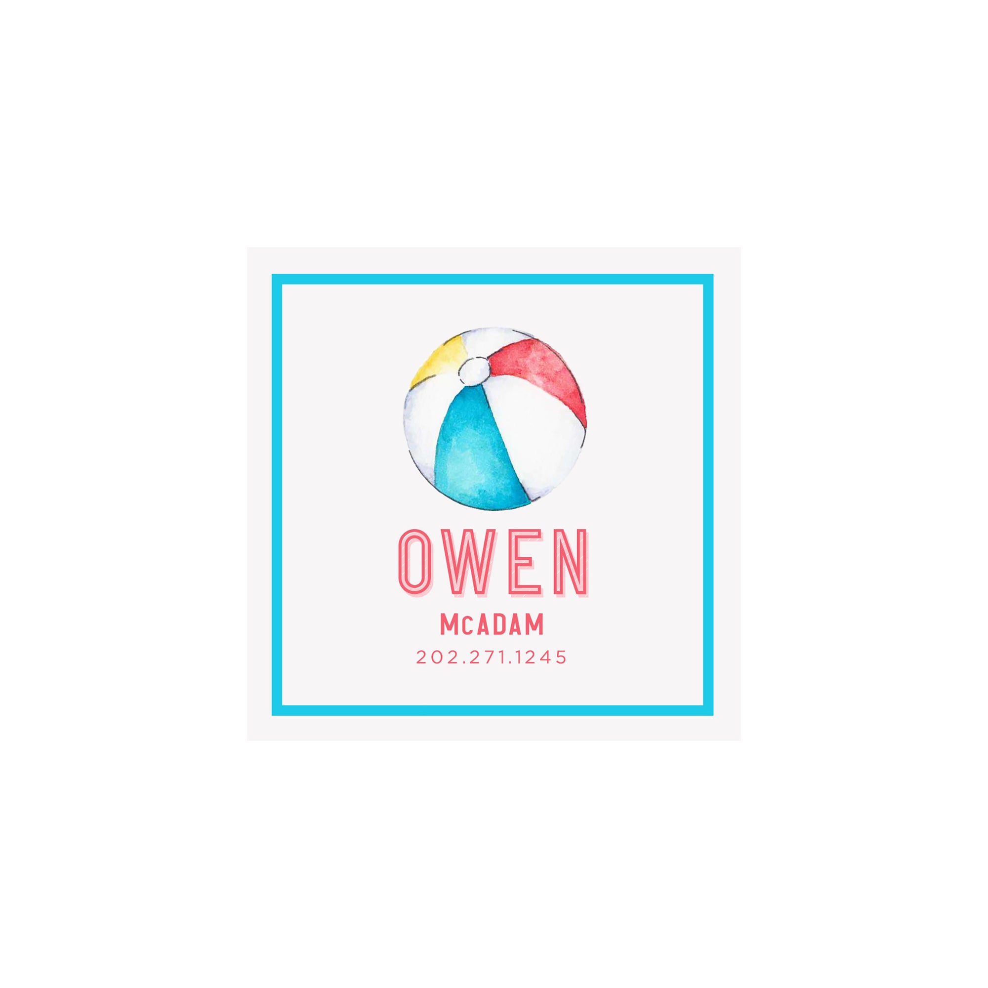 Beach Ball Bag Tags- Red/Turquoise