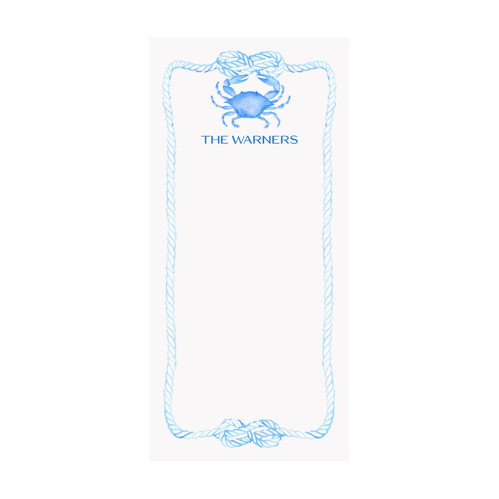 Crab- Blue- Notepad- Personalized