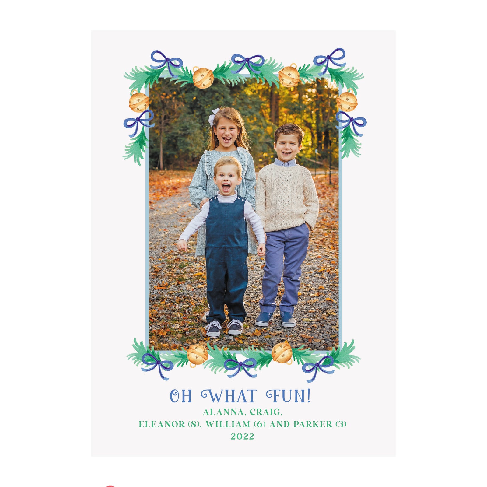 Jingle Bells Blue Holiday Photo Cards