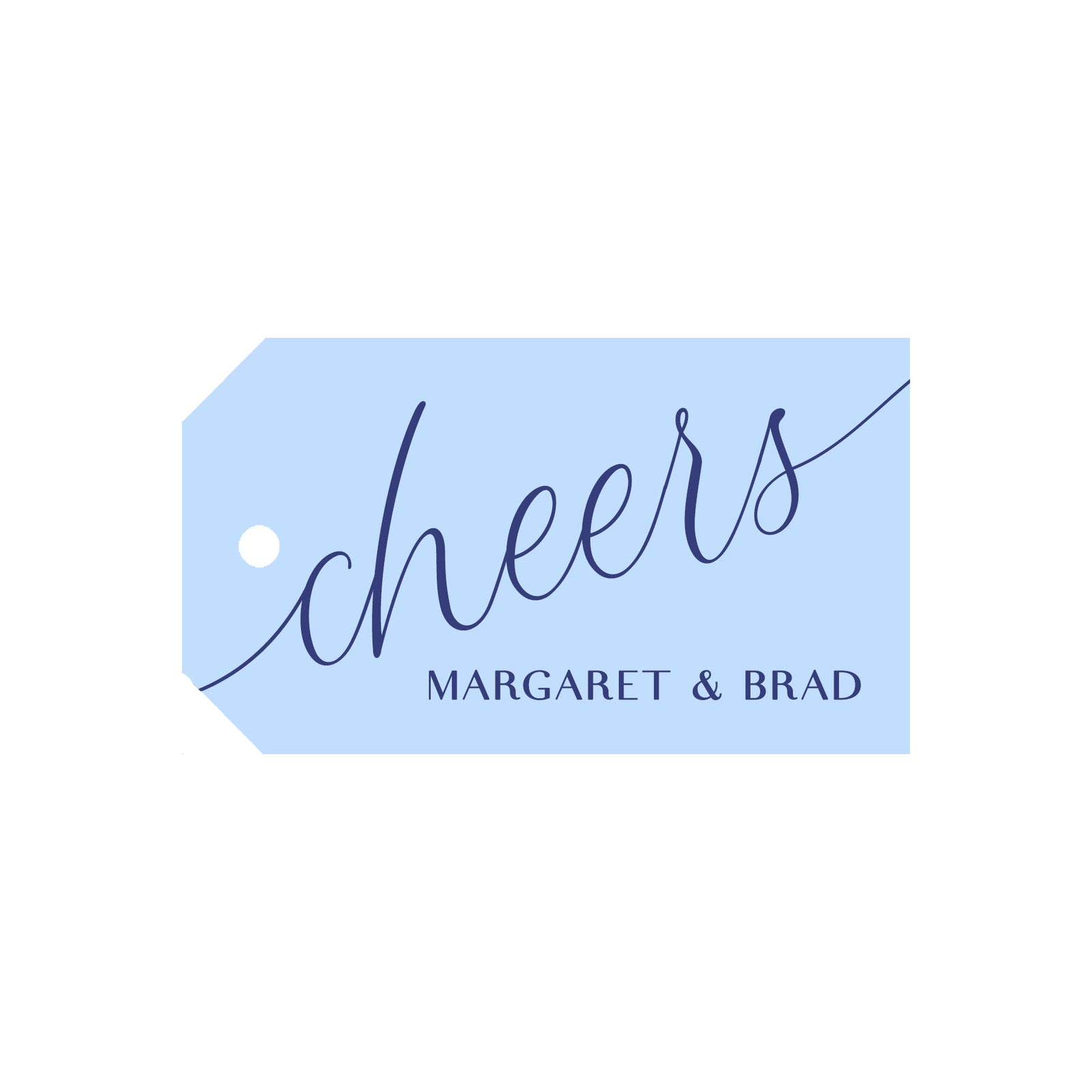 Blue Script Names Personalized Angled/Drilled Gift Tags