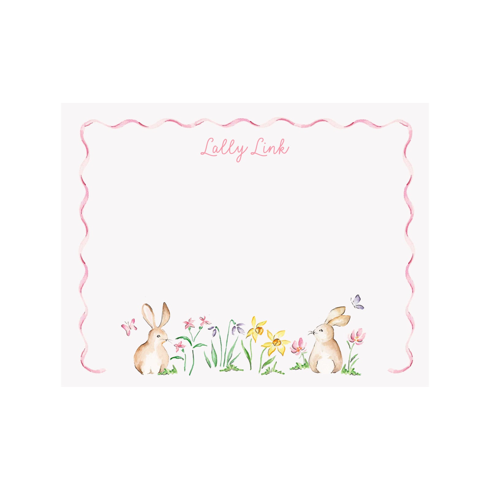 Bunnies and Flowers Stationery