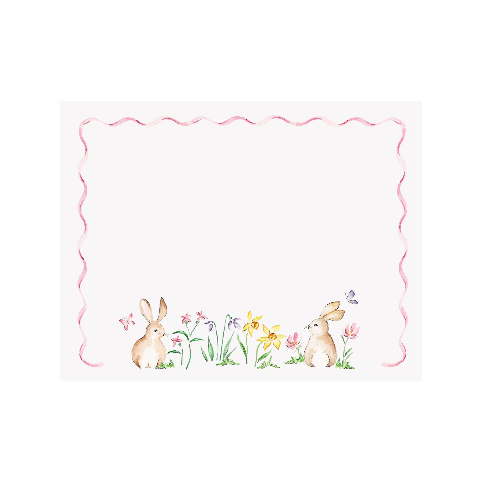 Bunnies and Flowers Note Card