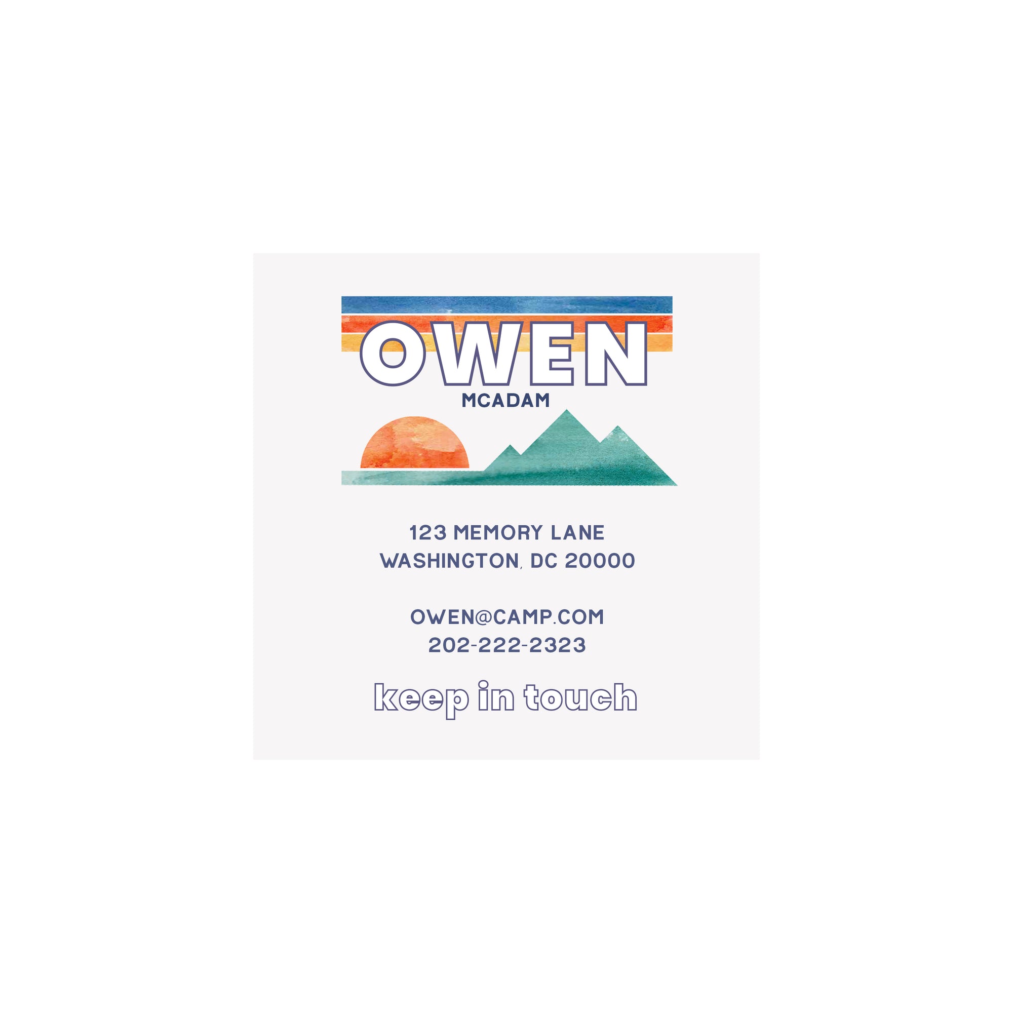 Camp Calling Cards- Mountain Sunset- Blue/Orange