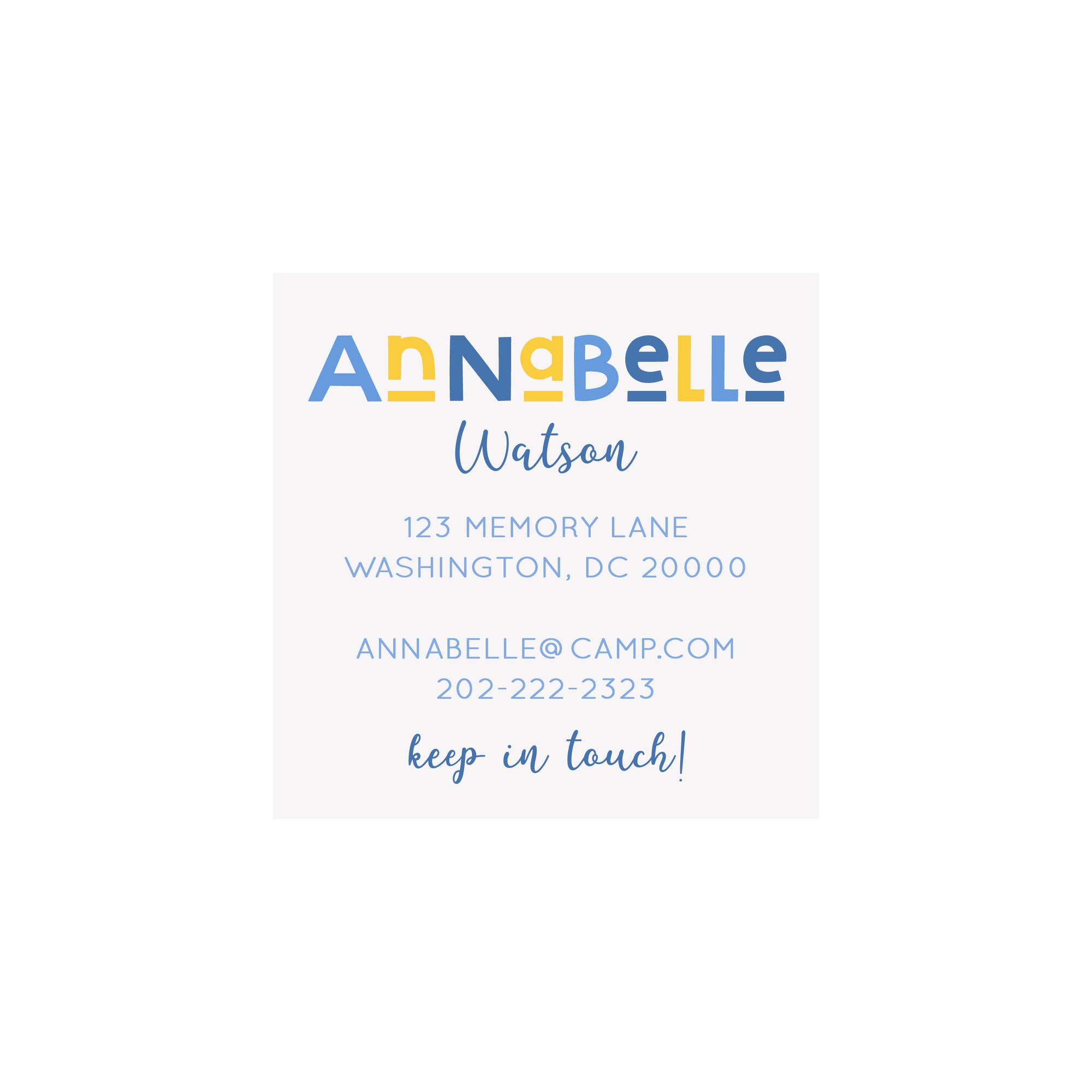 Camp Calling Cards- Assorted Styles and Colors
