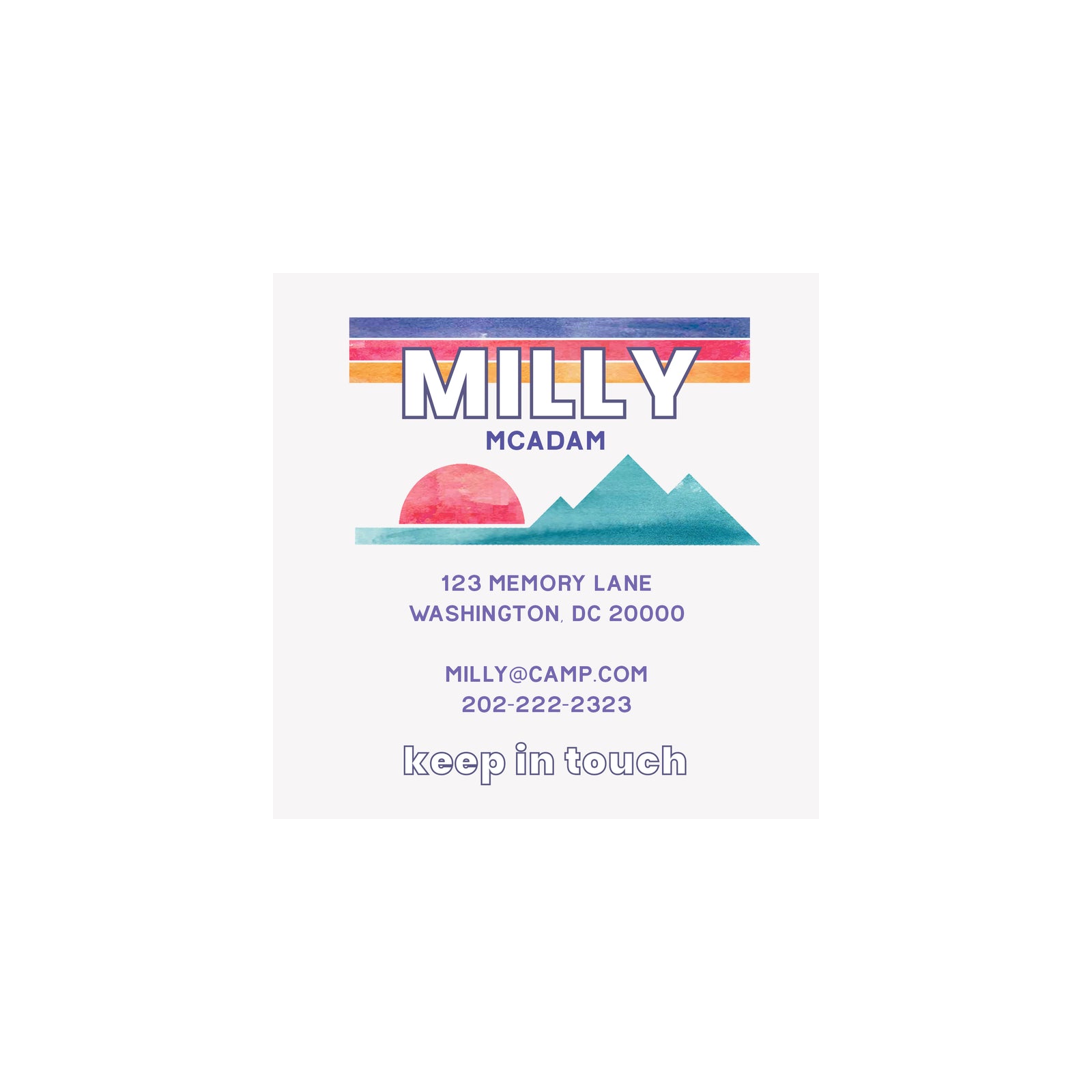 Camp Calling Cards- Mountain Sunset- Pink/Teal