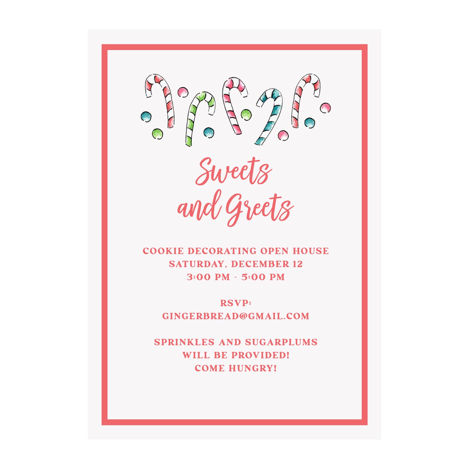 Candy Canes Holiday Party Invitation