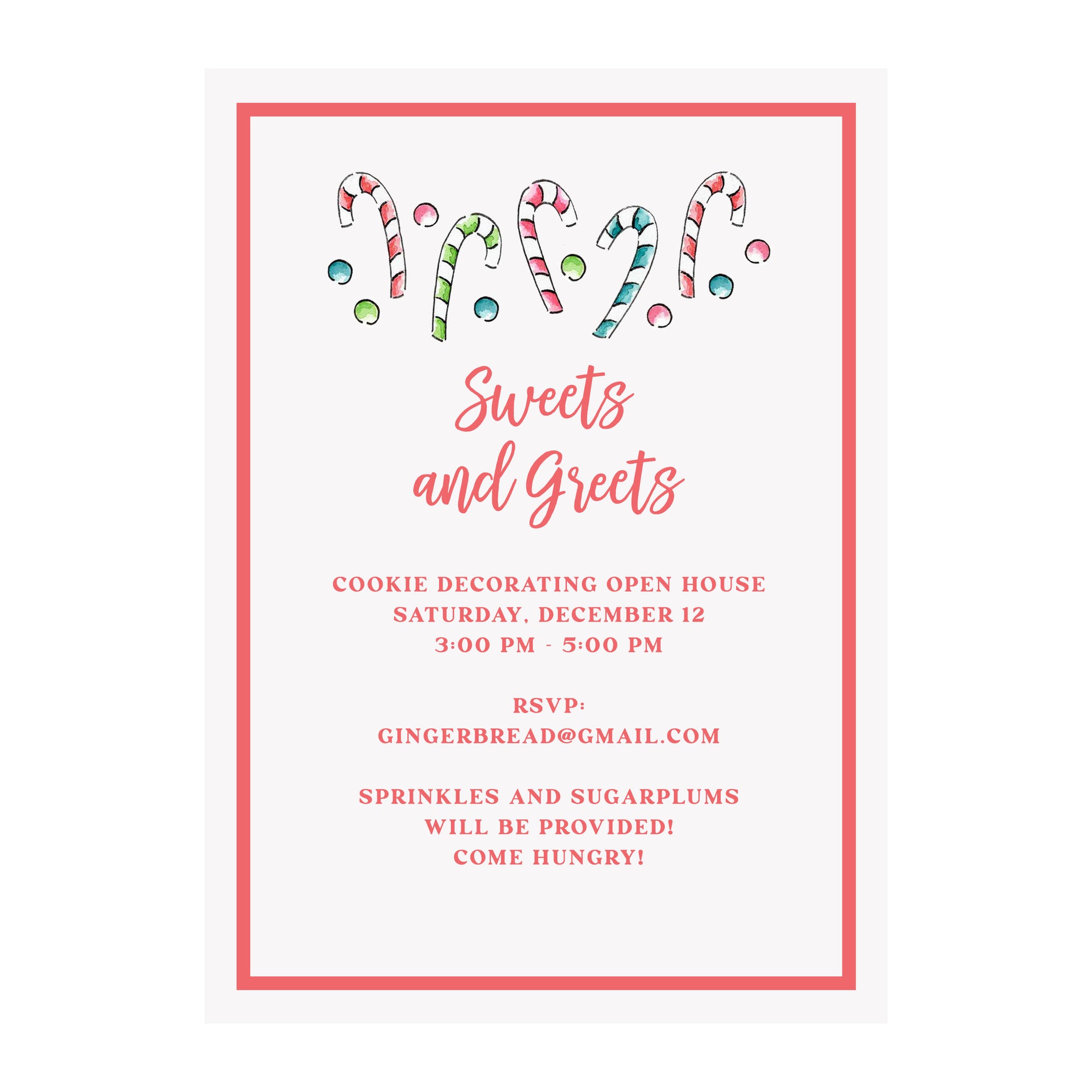 Candy Canes Holiday Party Invitation