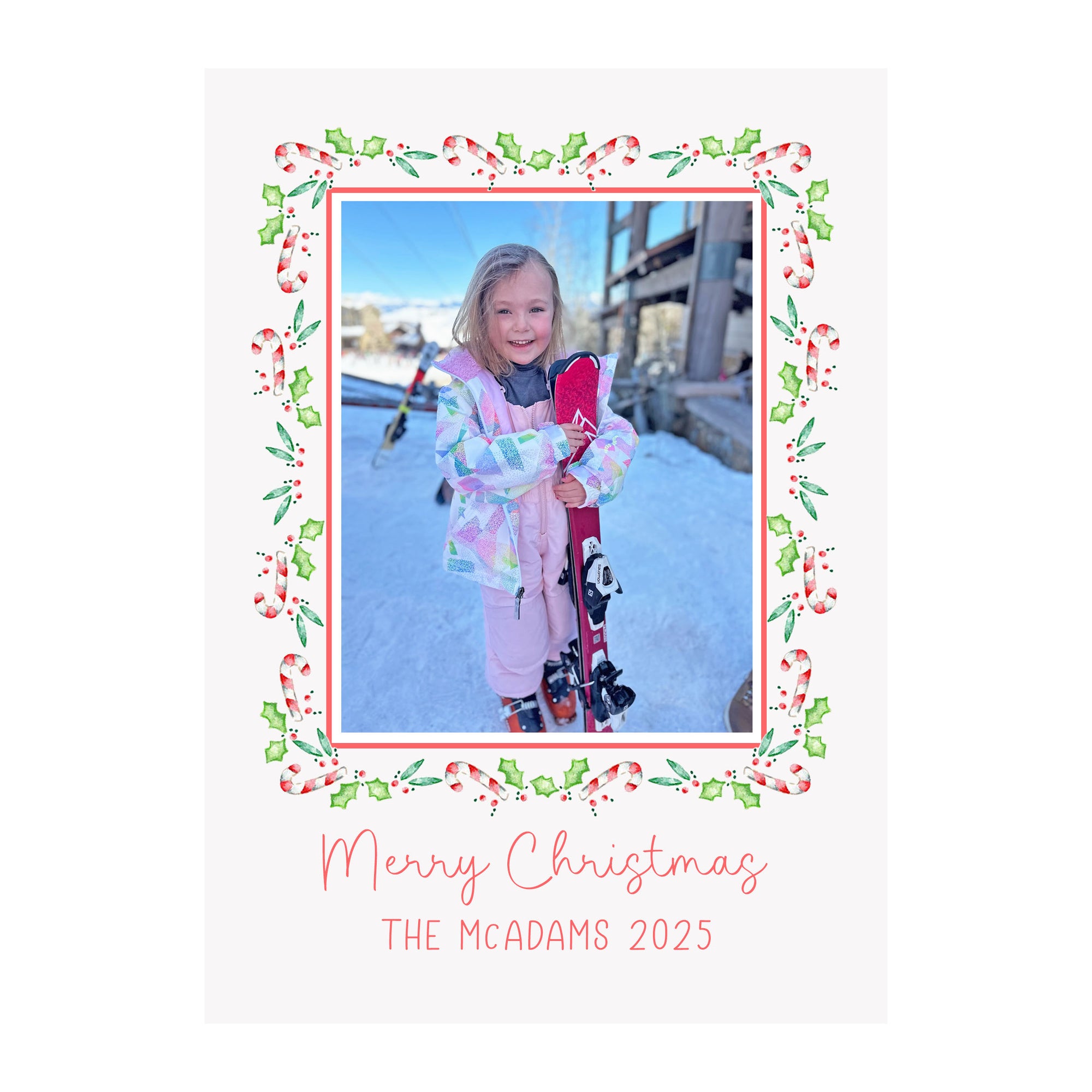 Candy Canes and Holly Holiday Photo Cards