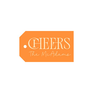 Cheers Block Personalized Angled/Drilled Gift Tags- Tangerine Orange
