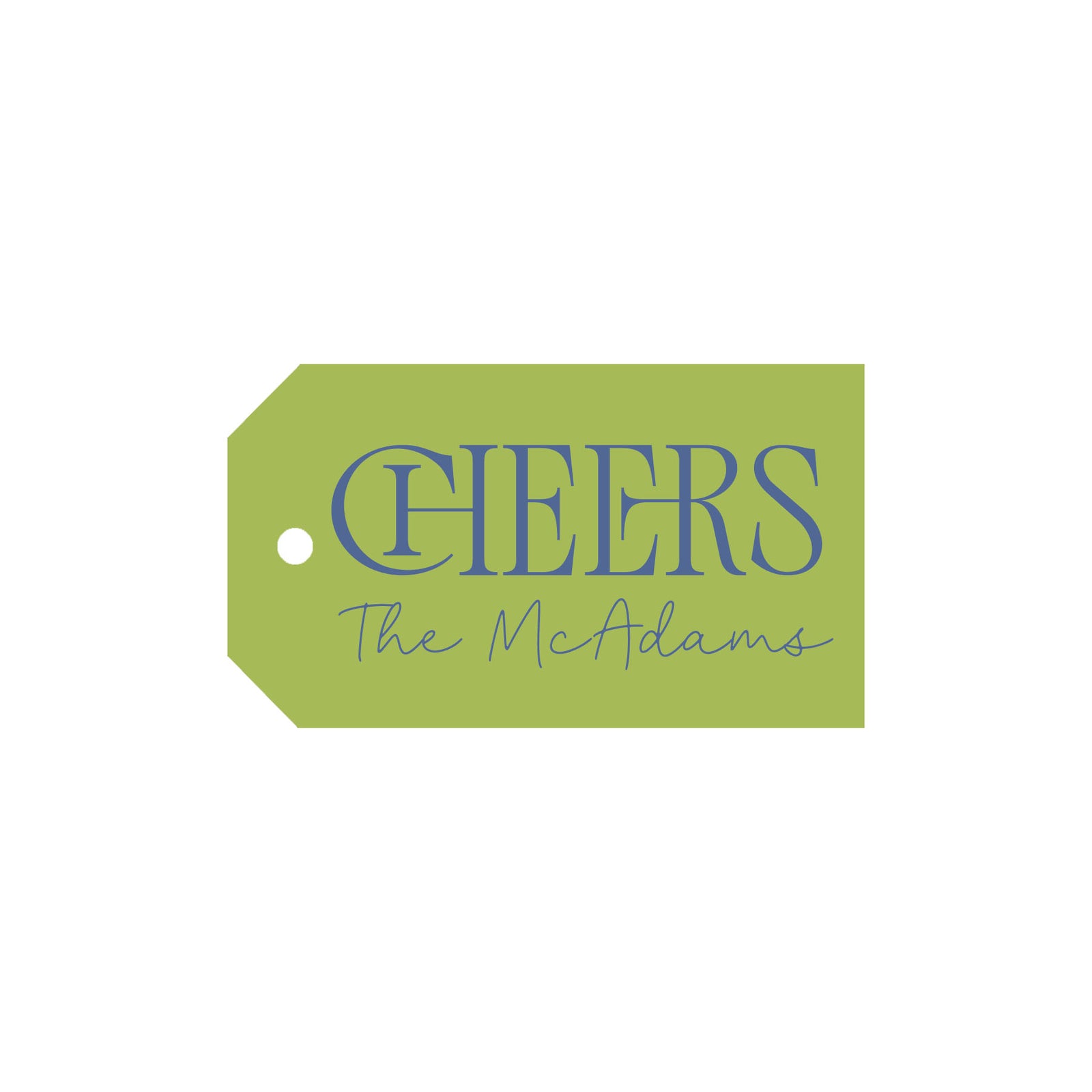 Cheers Block Personalized Angled/Drilled Gift Tags- Citrine Green