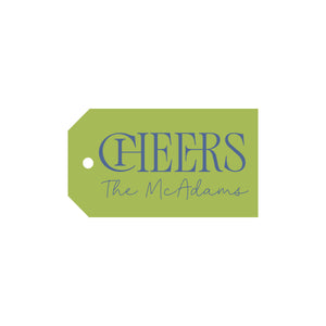Cheers Block Personalized Angled/Drilled Gift Tags- Tangerine Orange