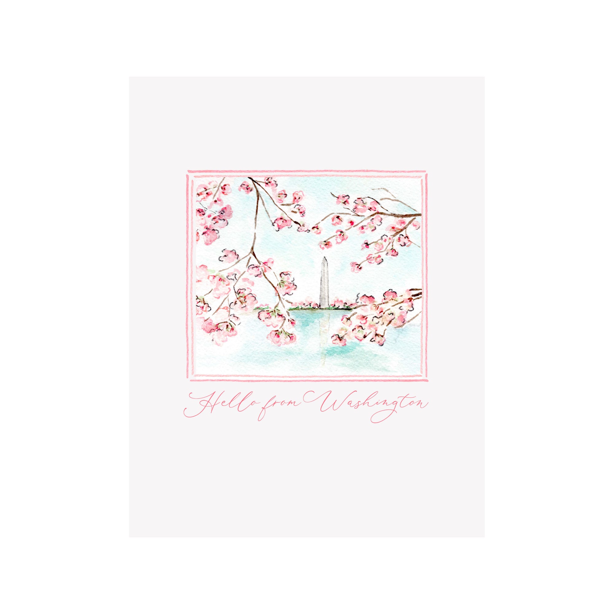 Hello from Washington Cherry Blossoms Greeting Card