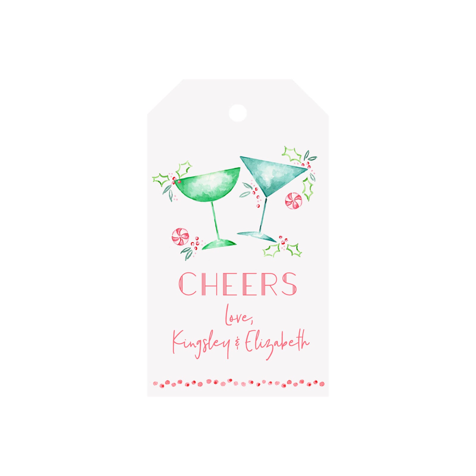 Holiday Cocktails Personalized Angled/Drilled Gift Tags