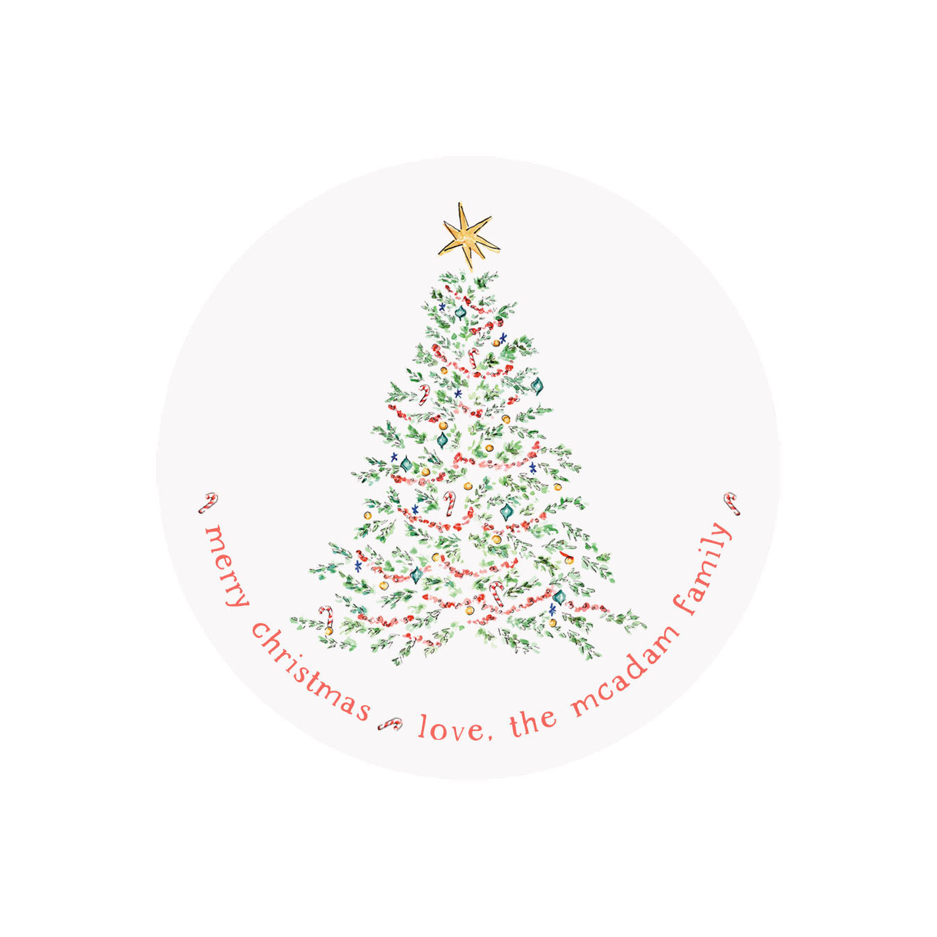 Christmas Tree Circular Gift Tags- Personalized