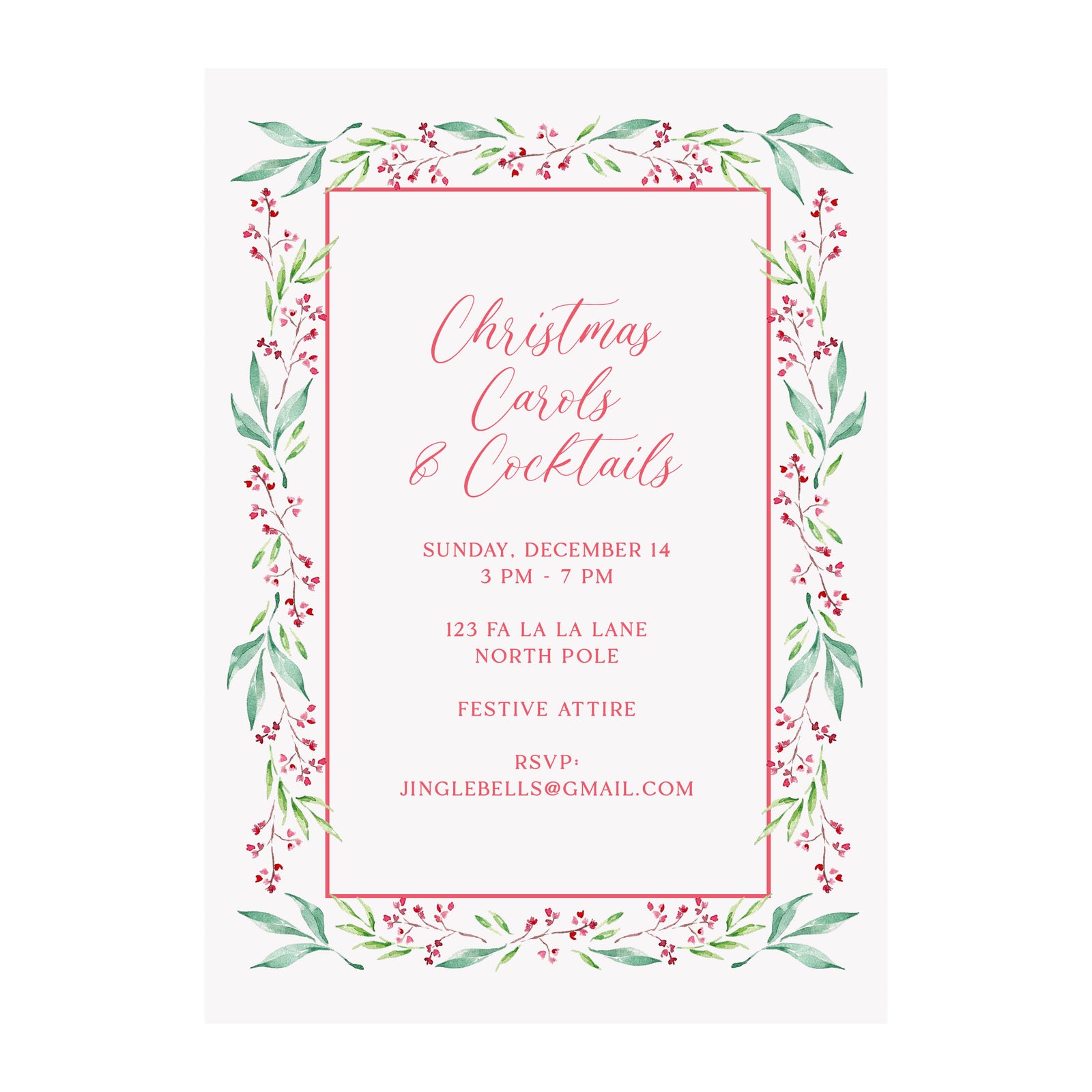 Coral Bells Holiday Party Invitation