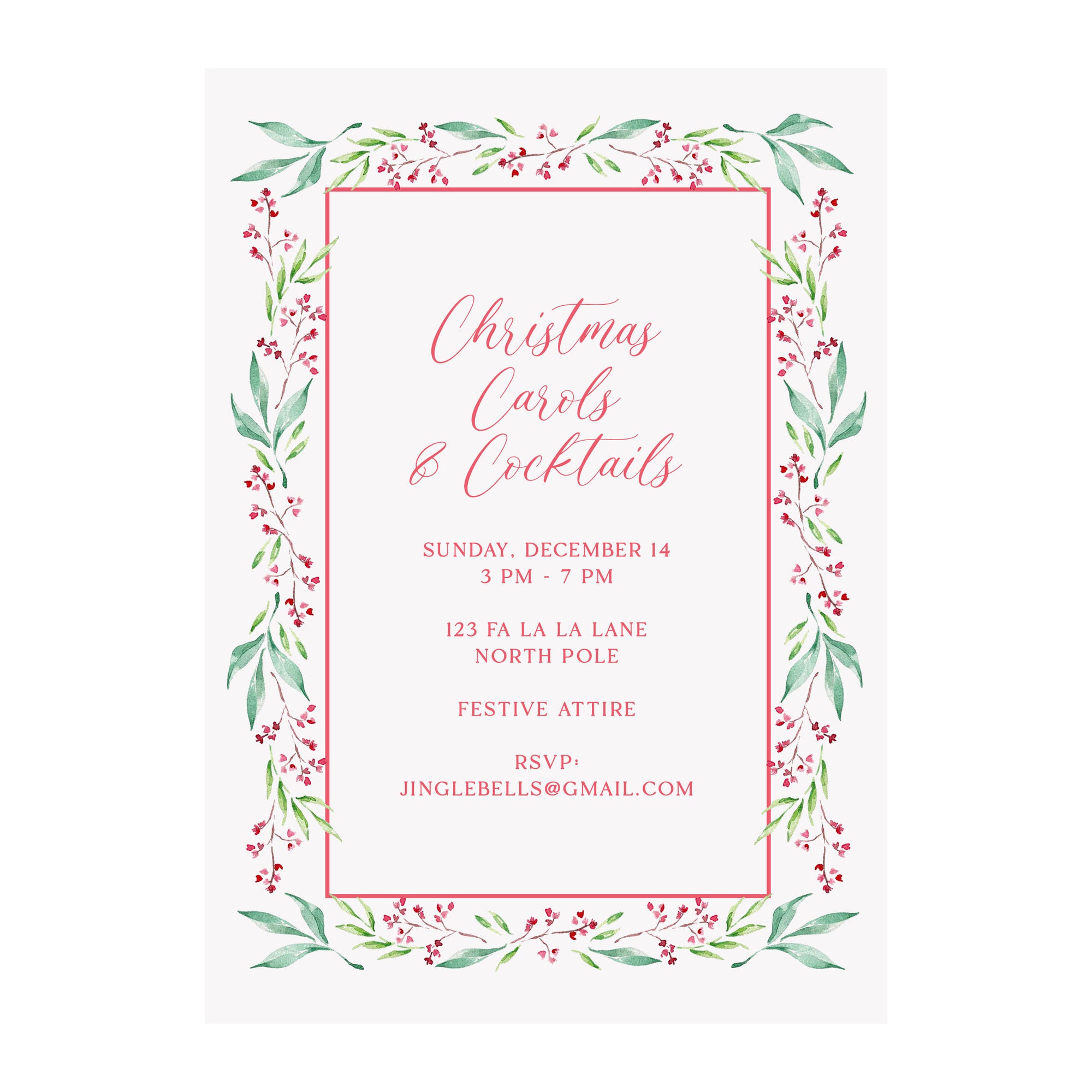 Coral Bells Holiday Party Invitation