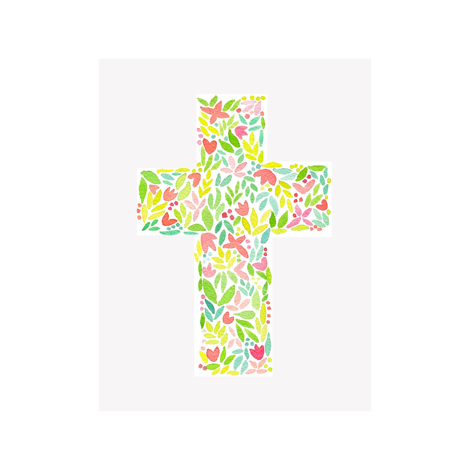 Floral Cross Card- White