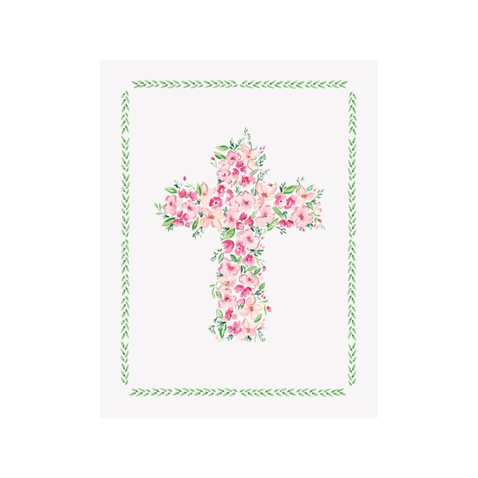Floral Cross Card- Floral Rose