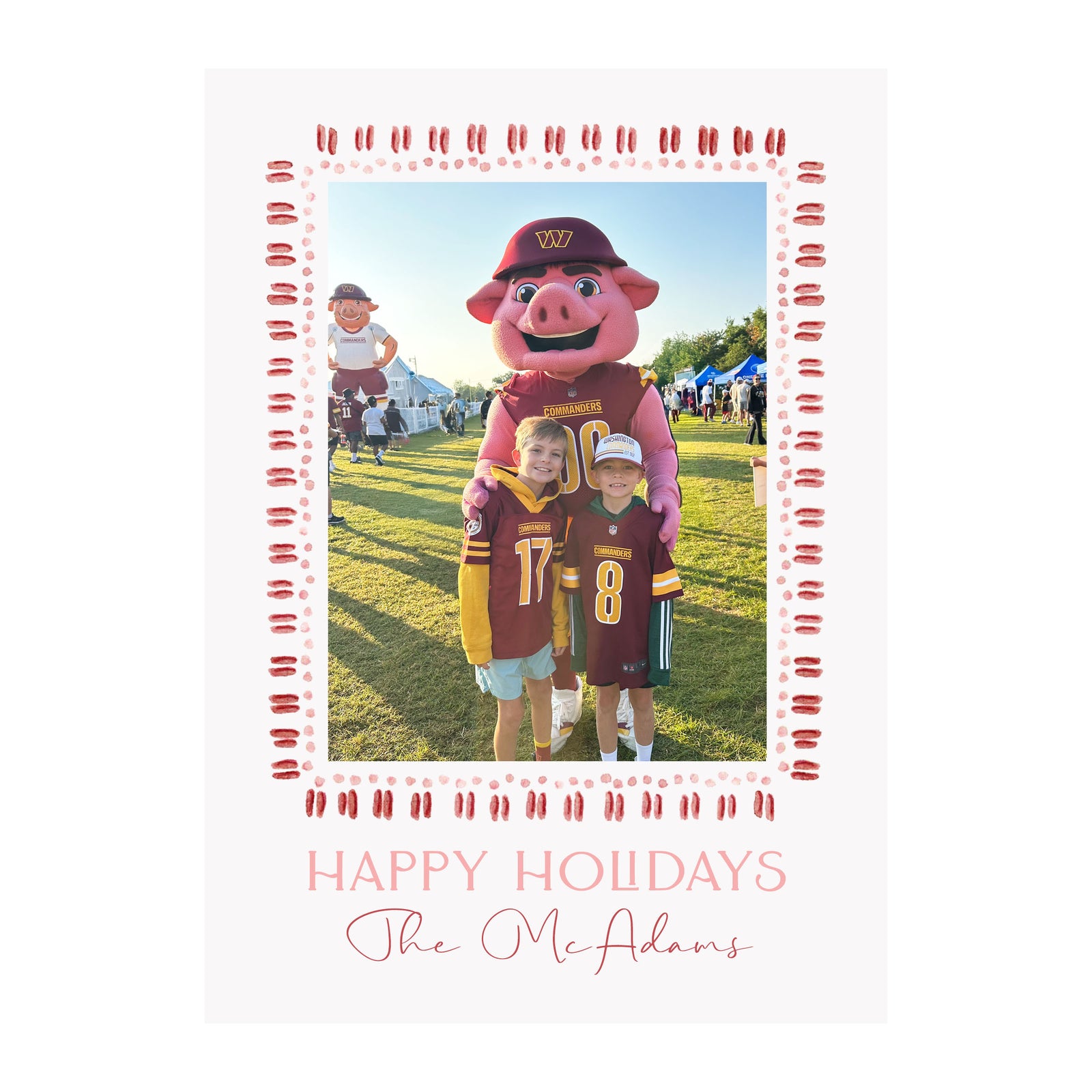 Stripes and Dots Holiday Photo Cards- Red