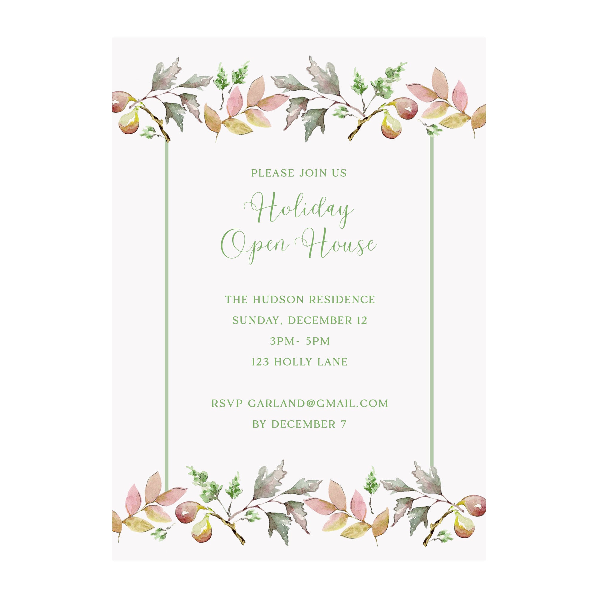 Fig Garland Holiday Party Invitation
